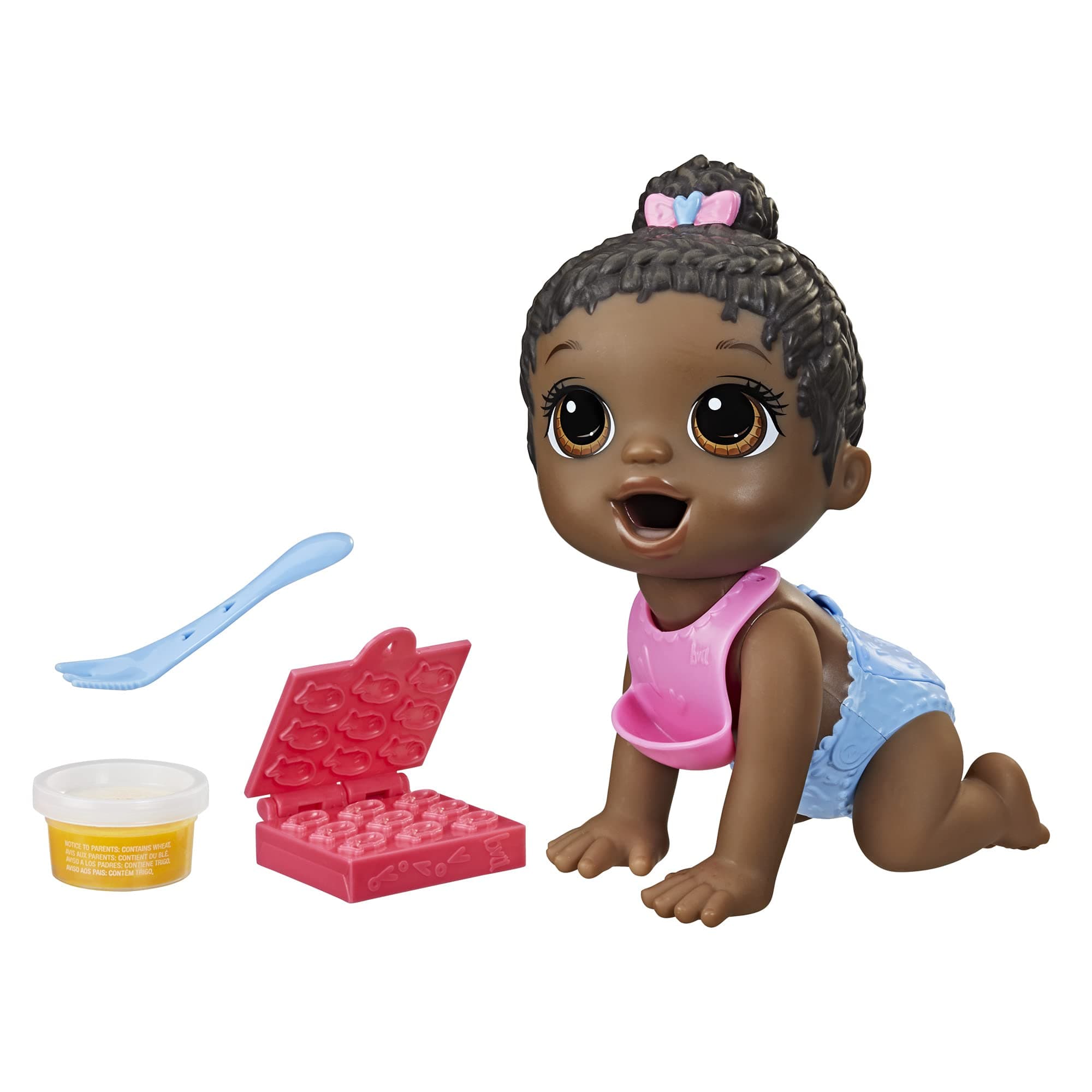 Lil Snacks Doll, 8-Inch Snack-Themed Eating Pooping Black-Haired Doll for Kids 3+