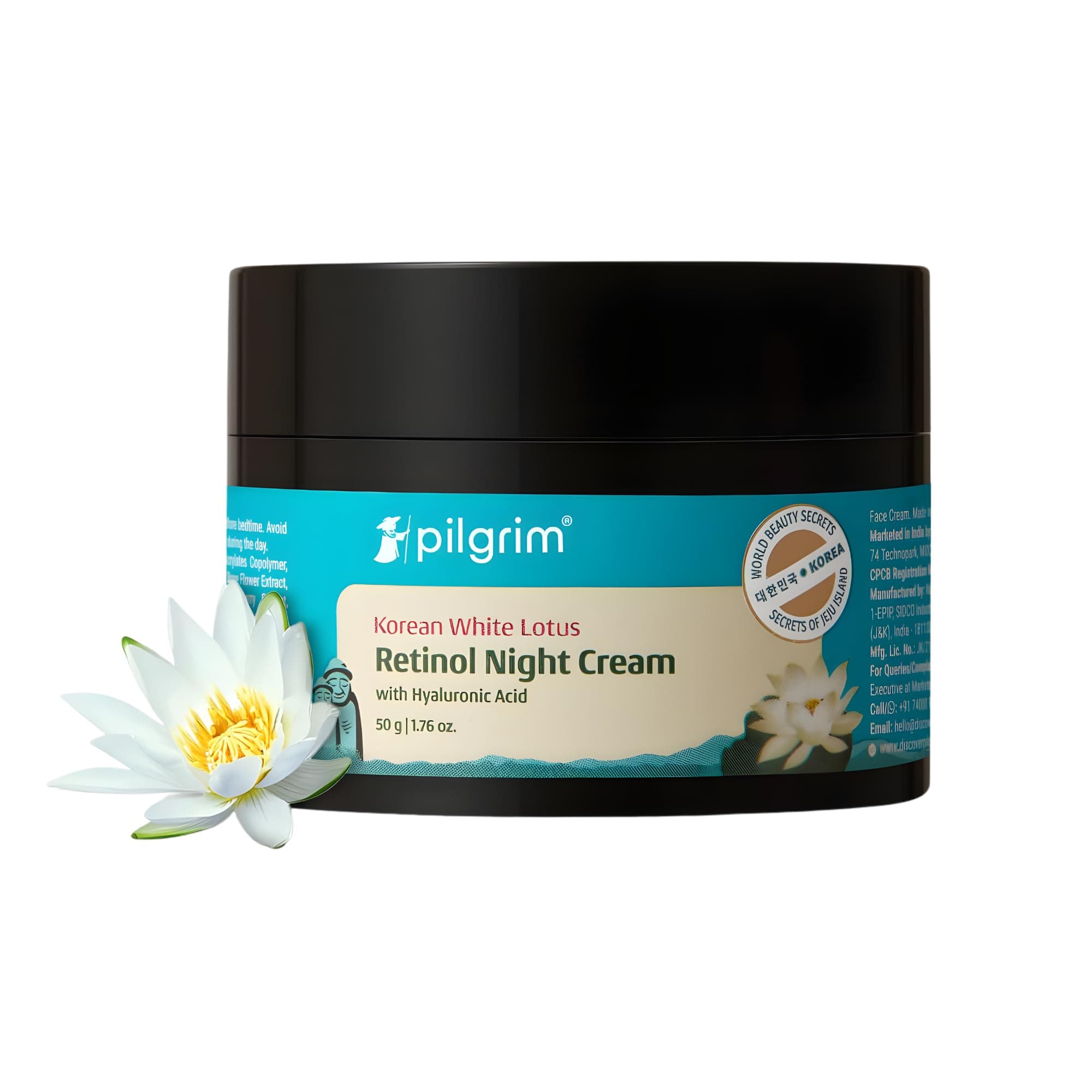 PILGRIM Korean Retinol Anti Aging Night Cream with Hyaluronic Acid & Vitamin C |Discover young, wrinkle-free & radiant skin| Anti aging cream for oily & dry skin| For Men & Women|Korean Skin Care|50gm