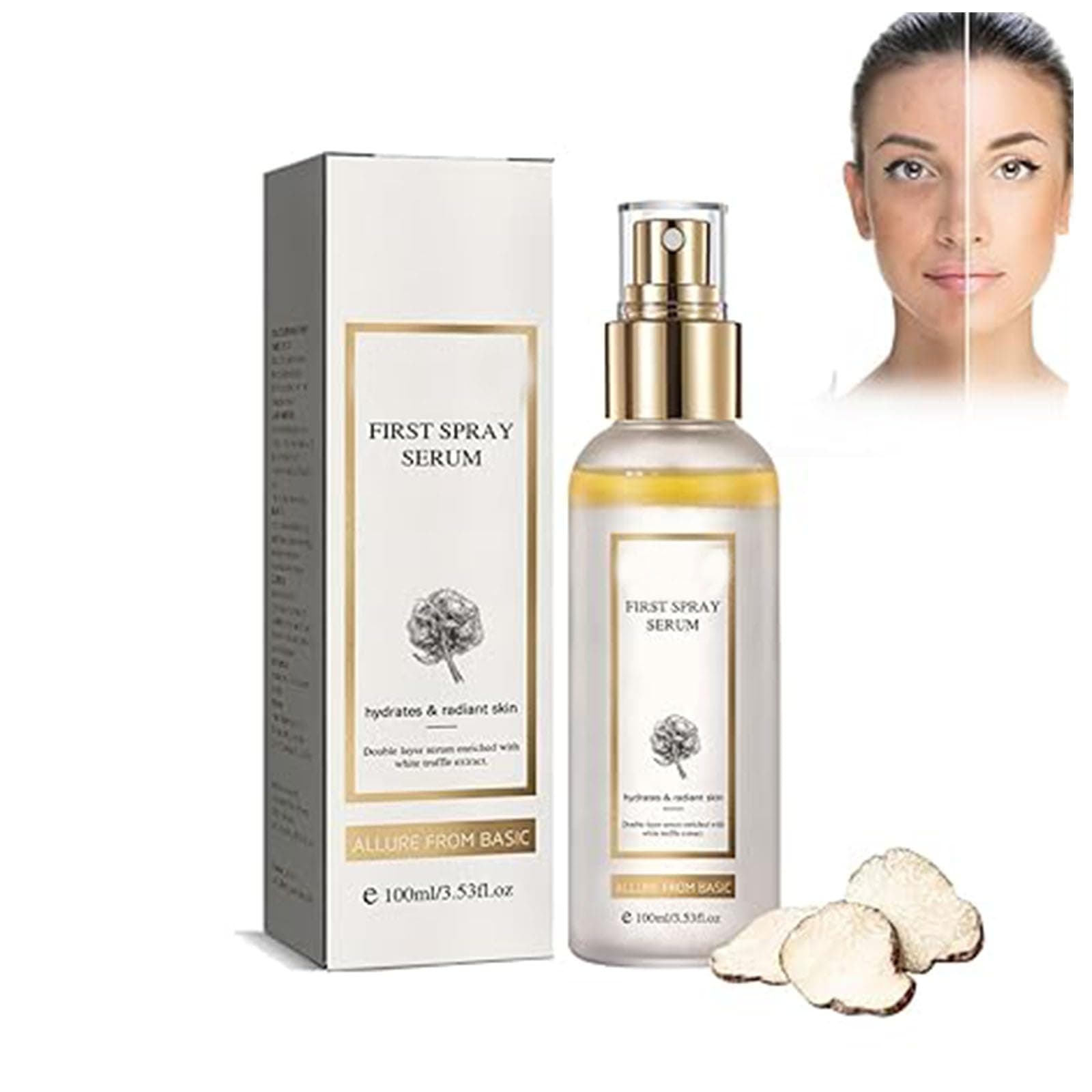 White Truffle First Spray Serum, Vegan Skincare, Hydrating Facial Mist with White Truffles, Glow Serum for Radiant Skin, All in One Care (1pc)