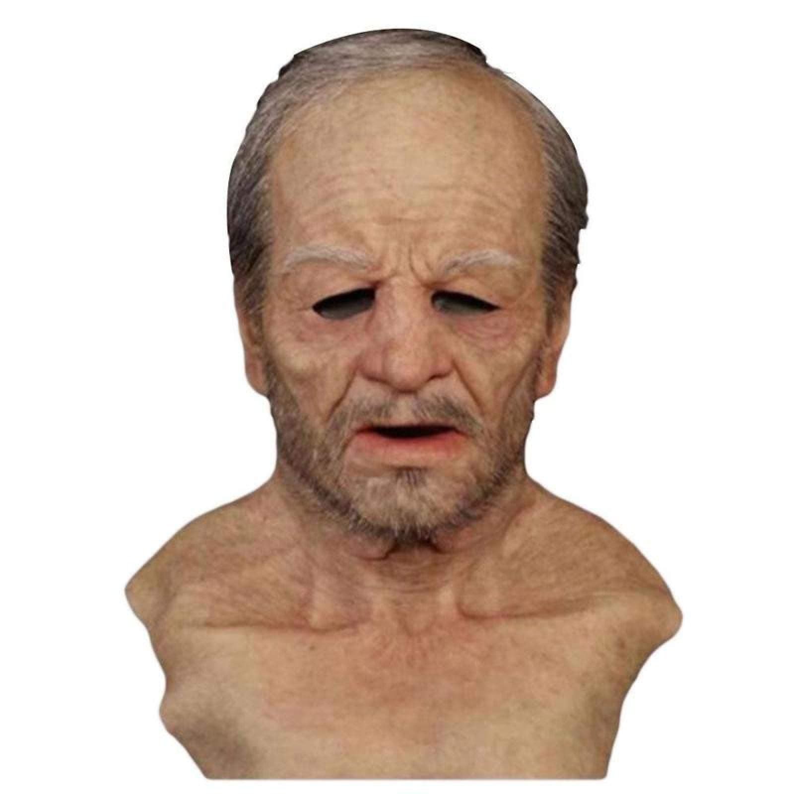 Realistic Man Mask Halloween Fancy Old Man Scary Mask Cosplay Full Head Latex Funny Realistic Latex Old Man Mask E