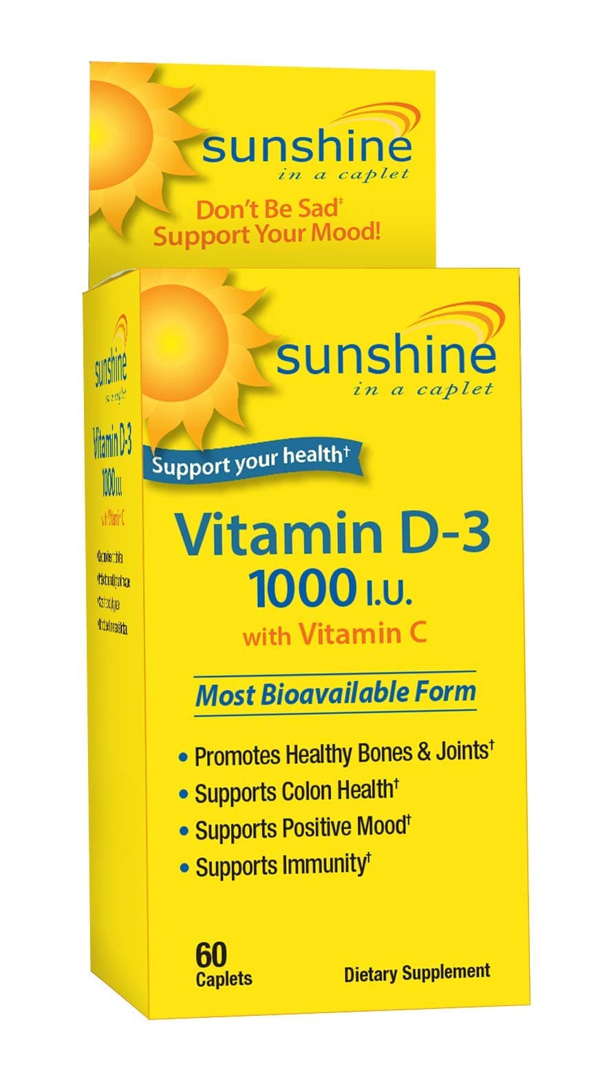Sunshine Vitamin D-3 1,000 IU, Healthy and Strong Bones, 60 Servings