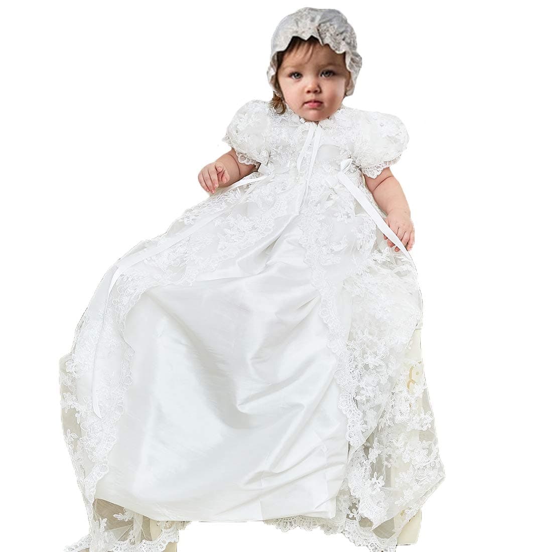 Beautiful Vintage Victorian Lace Christening Gown Dress 7-9 Mos Off-White