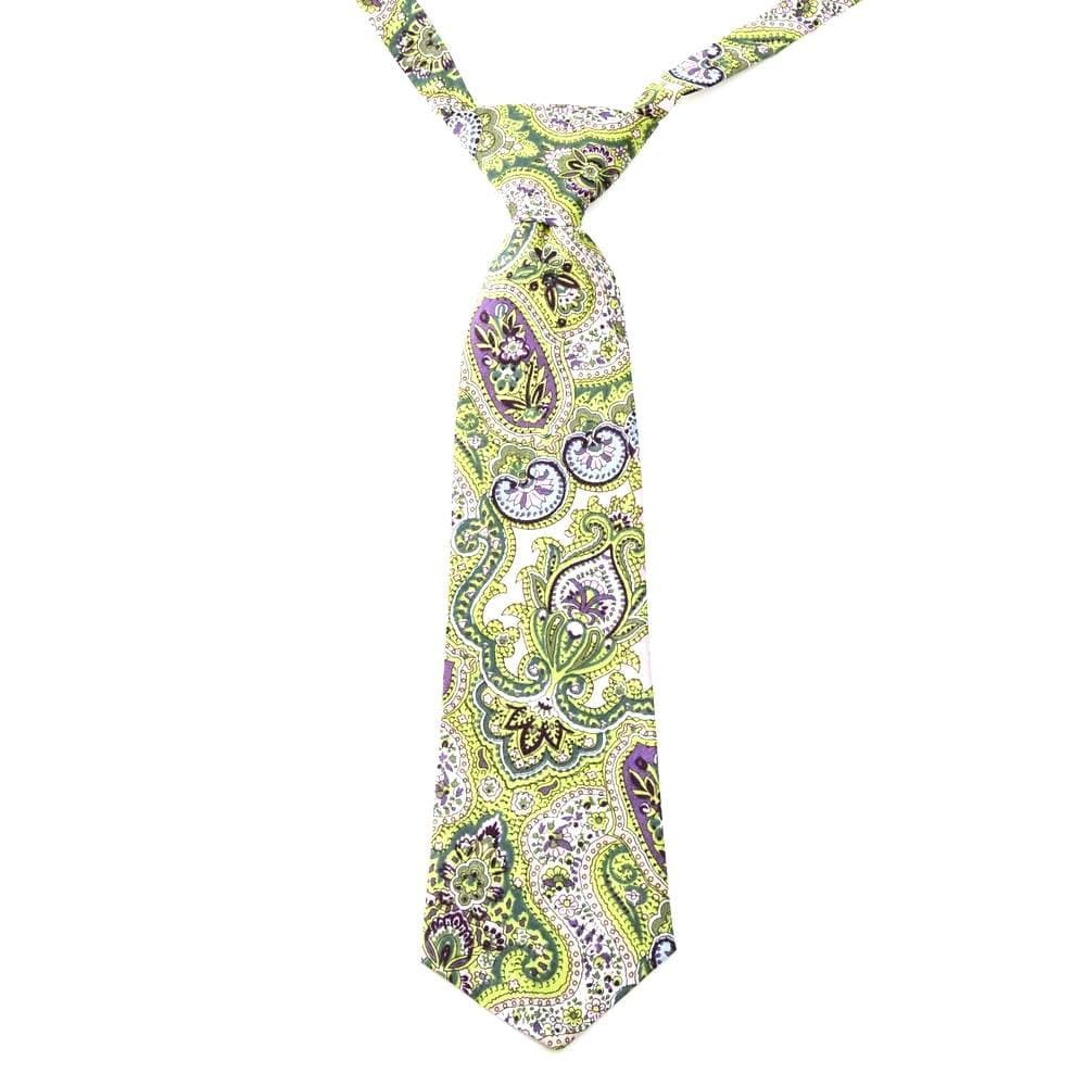 Peppercorn Kids Unisex Baby Exotic Paisley Necktie - Lime Bloom - Small/Medium