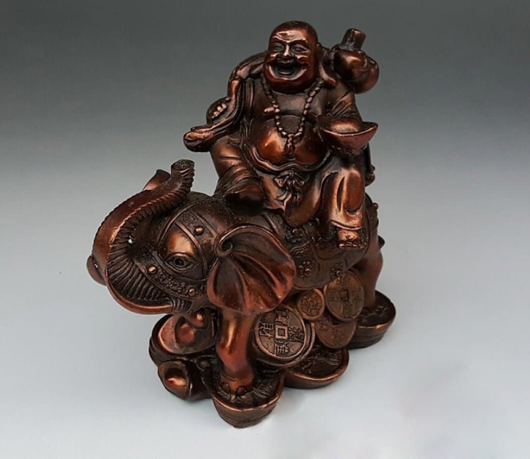 15.5 Happy Laughing Sitting Buddha Inspirational Religious Statue for Gifts & Decor -SMABBS077