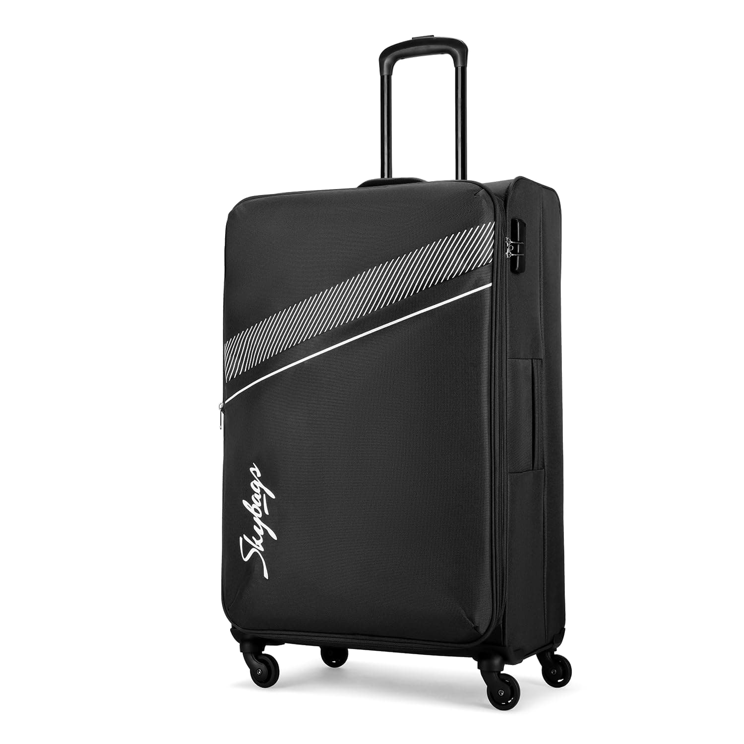 Skybags Trick Polyester Softsided 80 Cm Cabin Stylish Luggage Speed_Wheel Trolley with 4 Wheels|Black Trolley Bag - Unisex