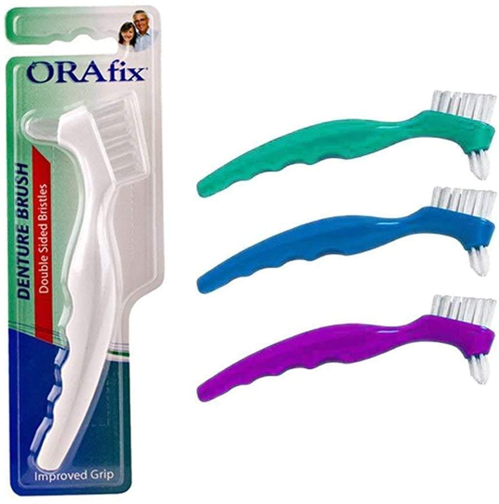 3 DENTURE toothbrush false teeth cleaning Brush ORAFIX double sided BRISTLES - 3 different