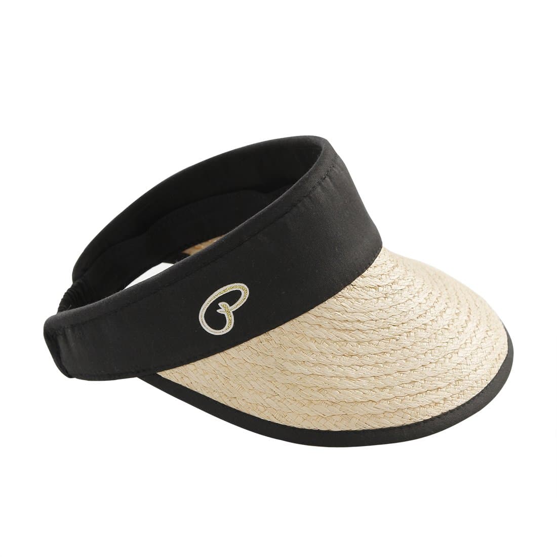 FLYNOVA Raffia Sun Visor Hat 100% Natural, Hand-Woven Madagascar Raffia Grass | Wide Brim UV Protection | Cool, Breathable Comfort/Adjustable Elastic Cord Off-White