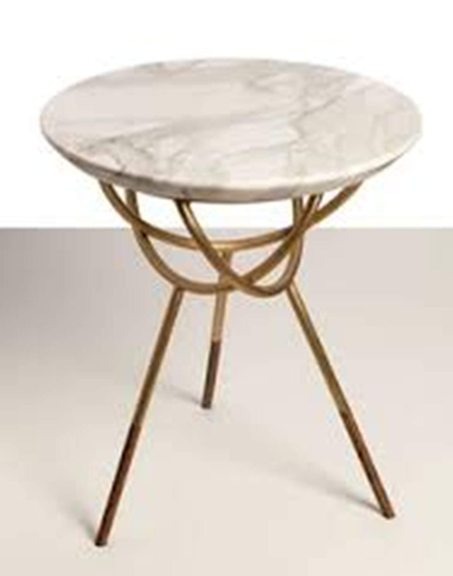 Sabir Art Handicraft Furniture & Décor Side Table SAH_4061 (Iron & Marble_30x30x36_Gold).