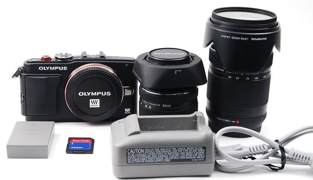 Olympus Mirrorless SLR E-PL6 with ED 14-42mm f/3.5-5.6 and ED 40-150mm f/4.0-5.6 Lens Kit (Black) - International Version