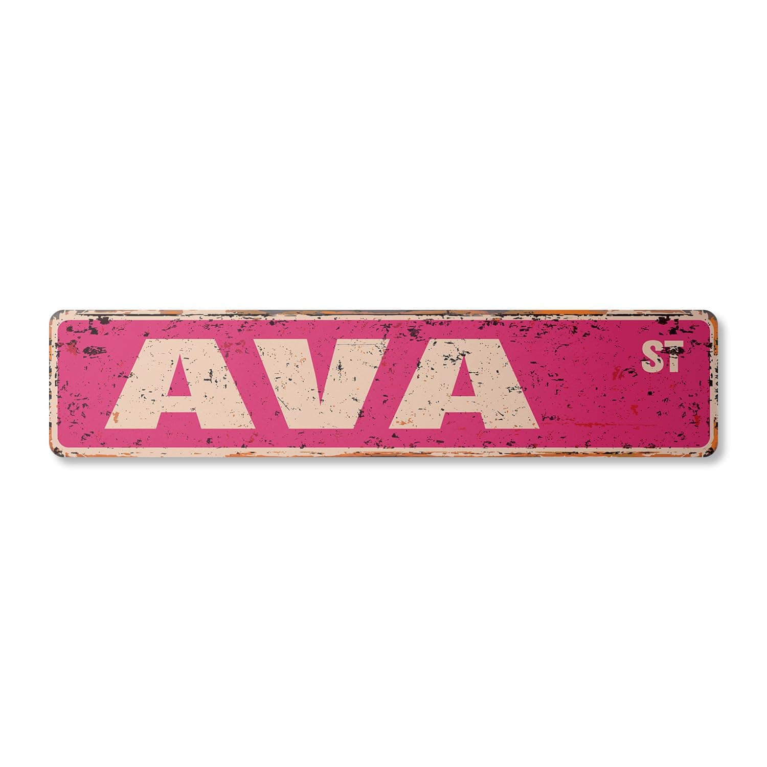 AVA Vintage Aluminum Street Sign Childrens Name Room Metal Sign Rustic Metal tin | Indoor/Outdoor | 18" Wide