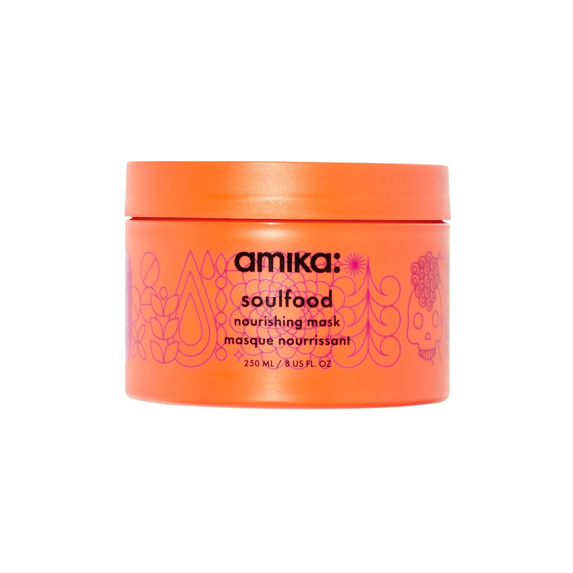 amika soulfood nourishing hair mask - hydrating hair care for dry, damaged strands - lightweight deep conditioner enriched with jojoba seed oil + seabuckthorn - restores softness + shine (250 ml)