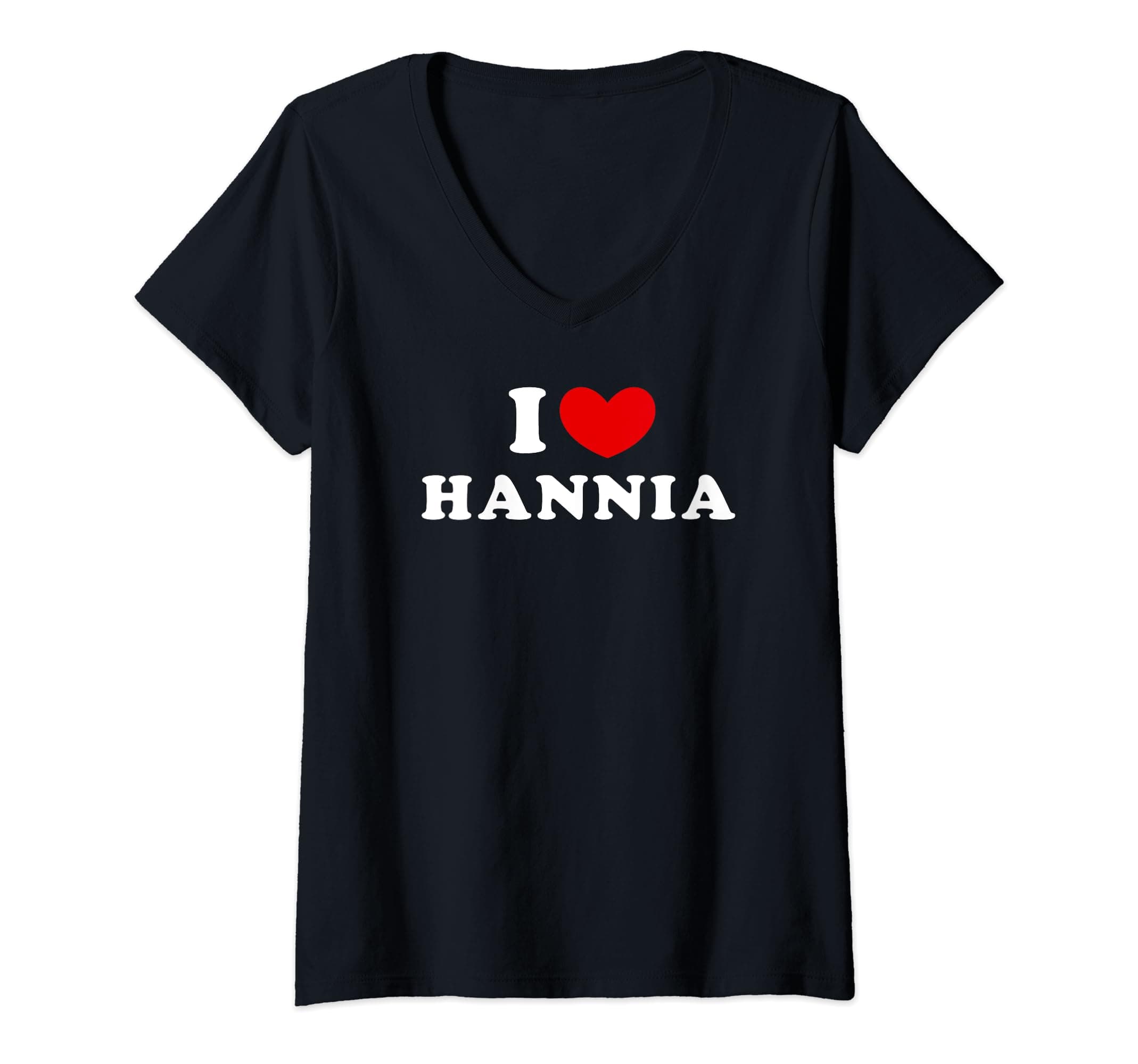 Womens I Love Hannia, I Heart Hannia V-Neck T-Shirt