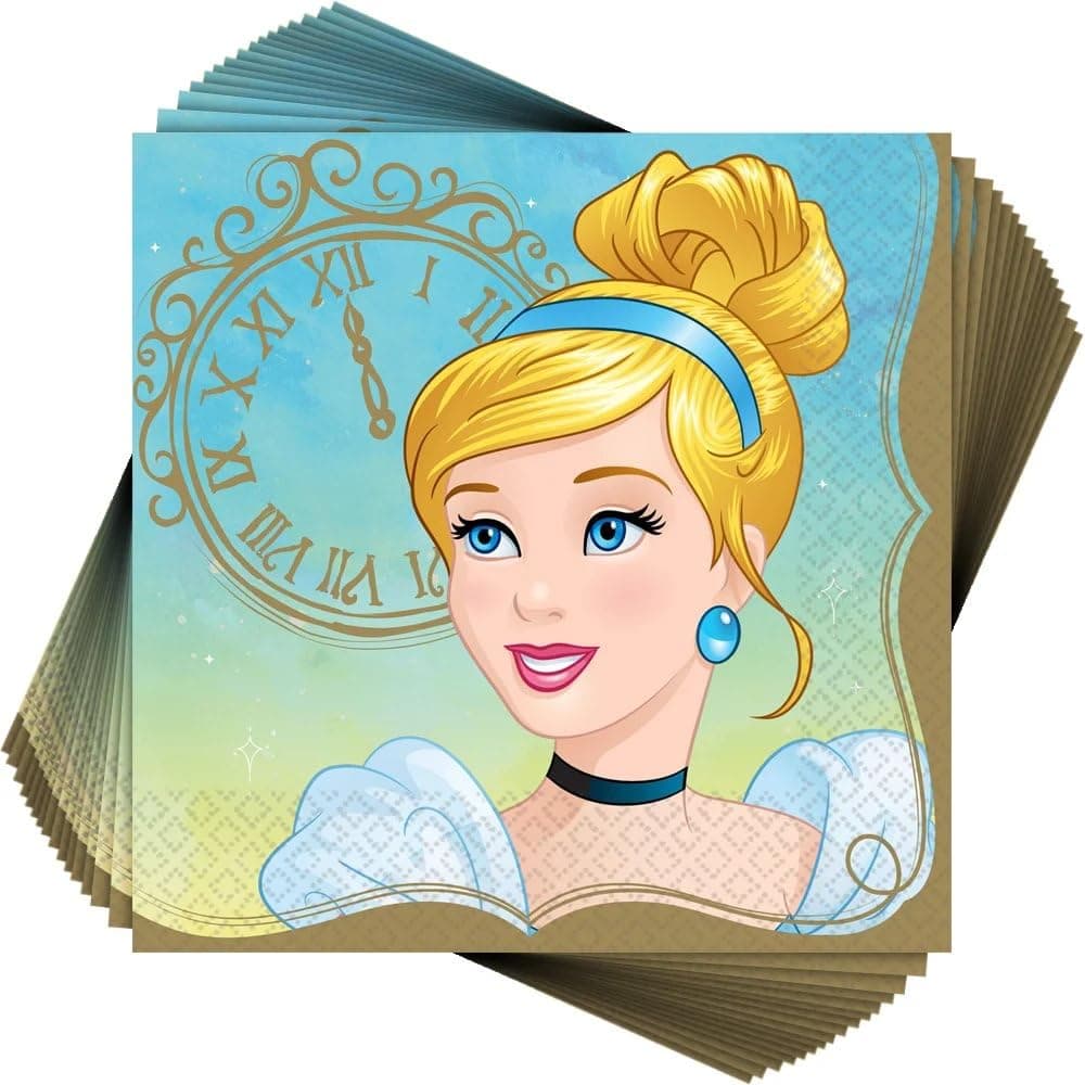 Disney Princess Luncheon Napkins, 6.5" (16-Pack) - Deluxe Party Napkins, Perfect for Themed Parties and Celebrations, Cinderella