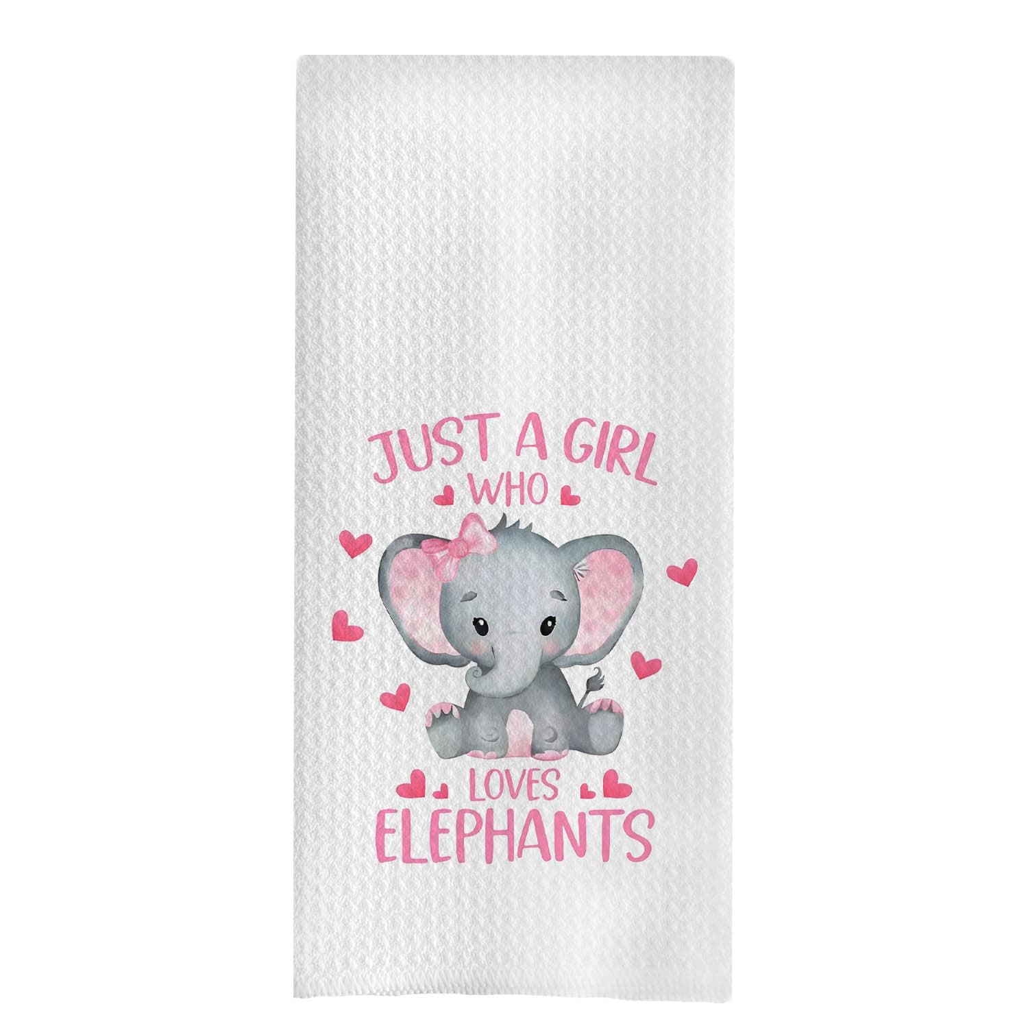 Cute Elephant Kitchen Towels,Hand Towels with Elephants,Just A Girl Who Loves Elephants Hand Towels,Elephant Hand Towels Kitchen Decor,16x24 Inch