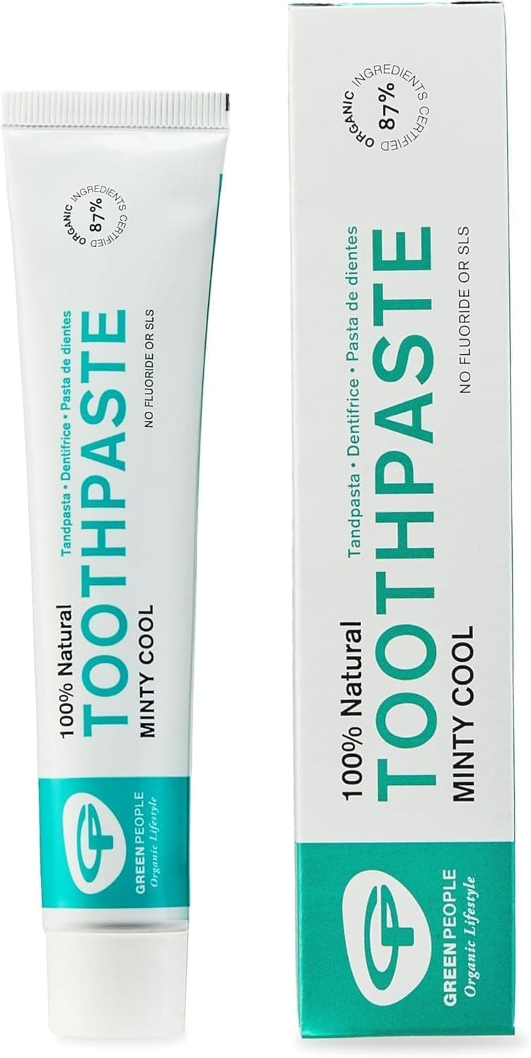 Green People Minty Cool Toothpaste - 100% Natural Mint - Fluoride & SLS Free - for Sensitive Gums - Vegan, 50ml