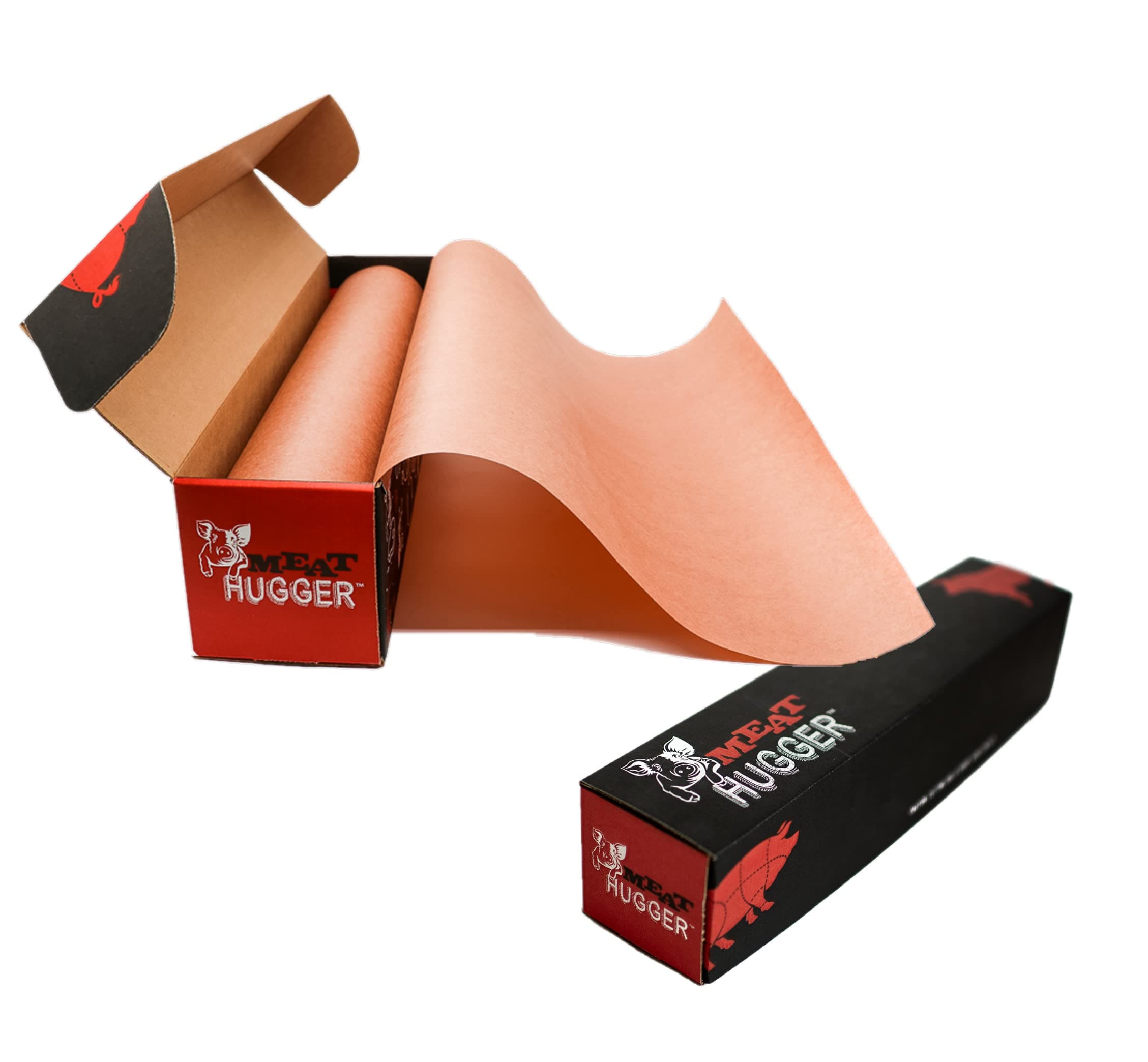 Meat Hugger - Pink Butcher Paper Dispenser Box (17.25 Inch by 225 Feet Roll) - Heavy Duty Unwaxed Unbleached Food Grade Paper - Smoker Safe, Use Wrap While Cooking For Tender Meat