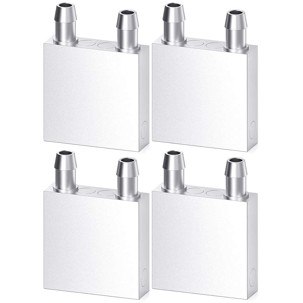 Aluminum Water Cooling Block, Liquid Water Cooler Heat Sink System for PC Computer CPU Graphics Radiator Heatsink Endothermic Head Silver 2pcs(40mm x 40mm x 12mm) 4