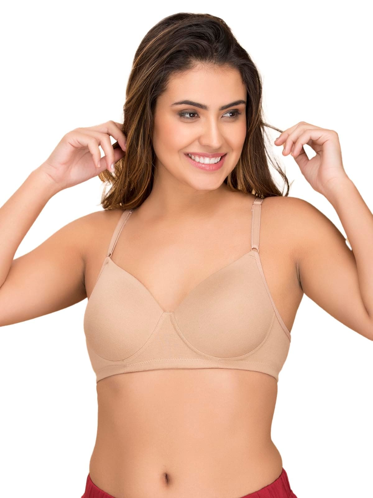 CloviaWomen's Cotton Padded Non-Wired T-Shirt Bra (BR1279P24_Beige_36B)
