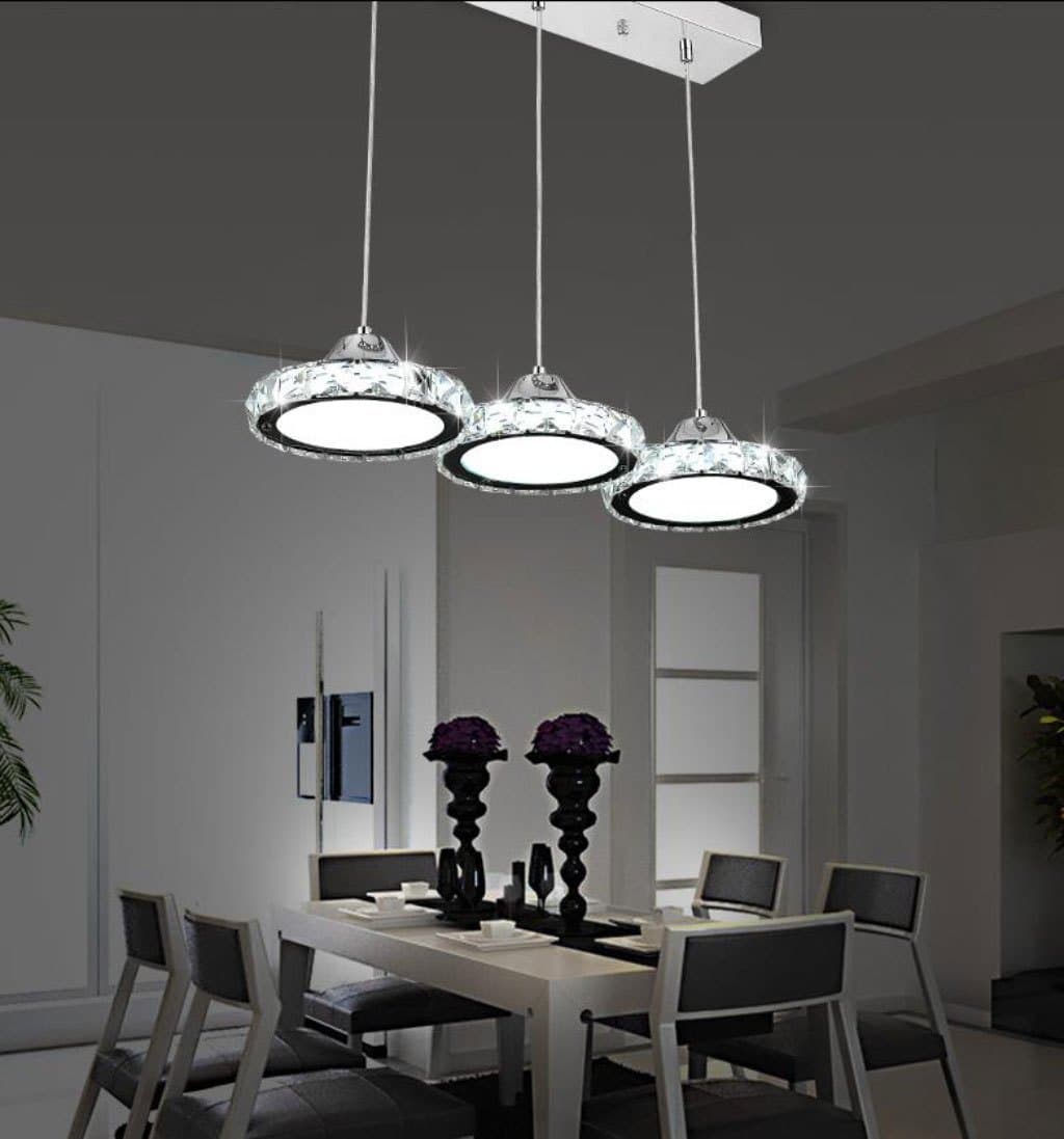 Restaurant Chandelier Three Modern Minimalist Restaurant lamp Chandelier Round Crystal Pendant lamp Dining bar Table