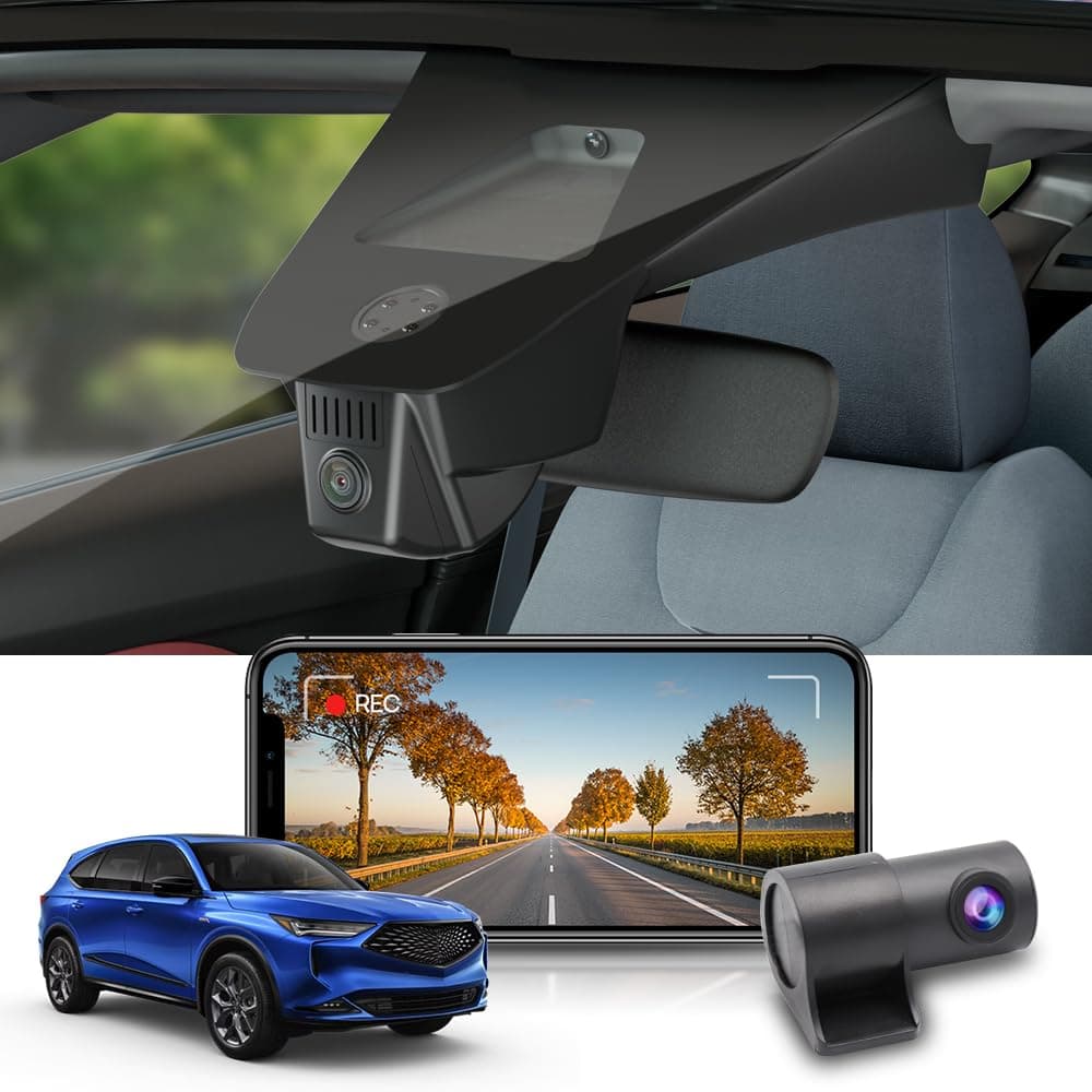 FITCAMXFront 4K+Rear 1080P Dash Cam Suitable for Acura MDX 2022 2023 2024, Gen4 (with Auto Dimming), OEM Look, Dual HD Video, Loop Recording, Built-in WiFi & APP, G-Sensor, Easy to Use, 128GB Card