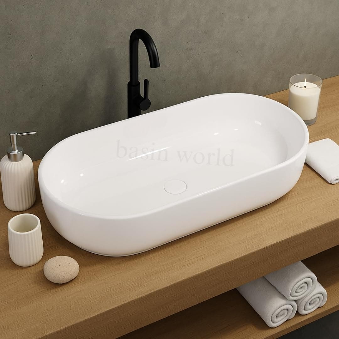 Latest Ceramic Wash Basin Countertop Tabletop Bathroom Sink Wash Basin (28 x 14 x 5 INCH) TOPIC