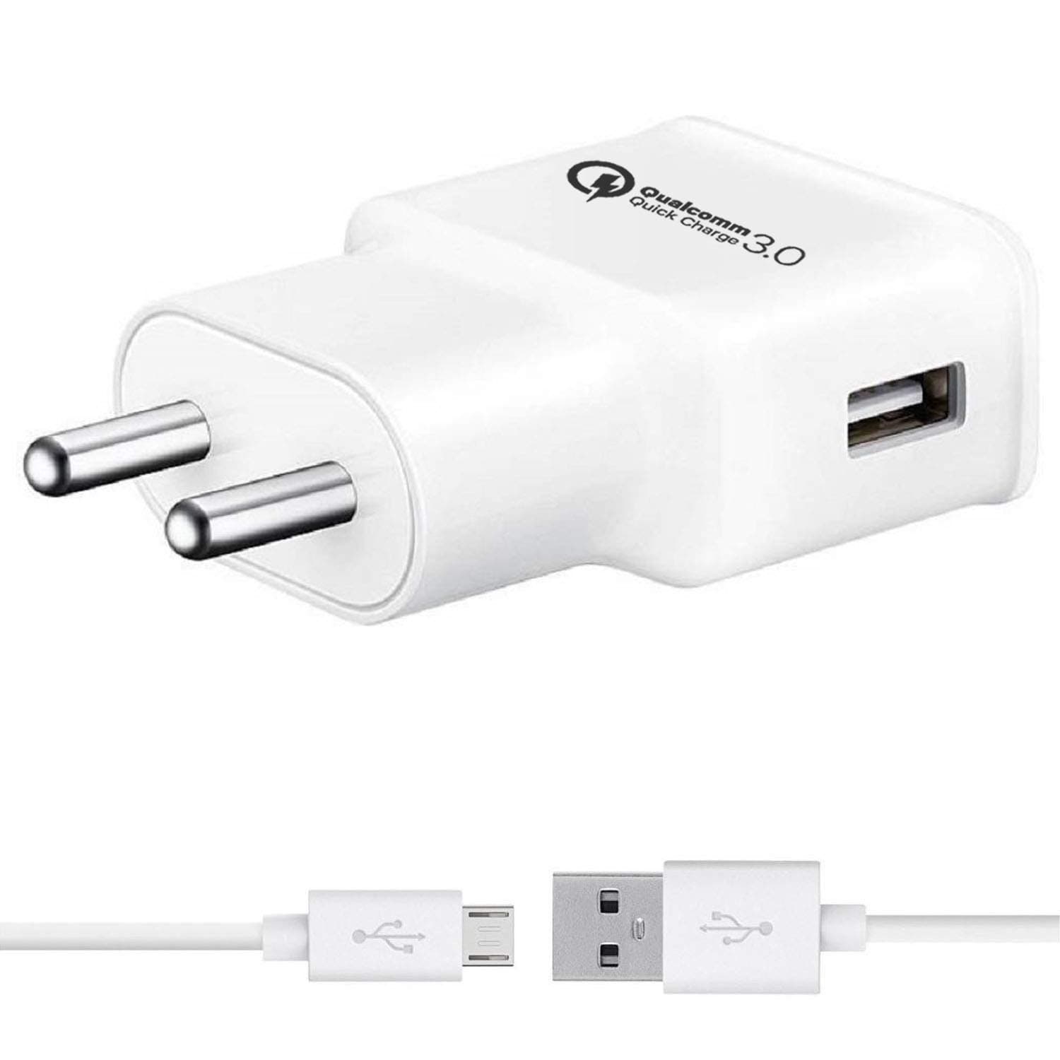 Fast Charger for Huawei Honor Holly 2 Plus Charger Adapter Qualcomm QC 3.0 Quick Charge Adaptive Fast Charging, Rapid, Dash, VOOC, AFC Charger with 1 Meter Micro USB Data Cable(MK 6, White)