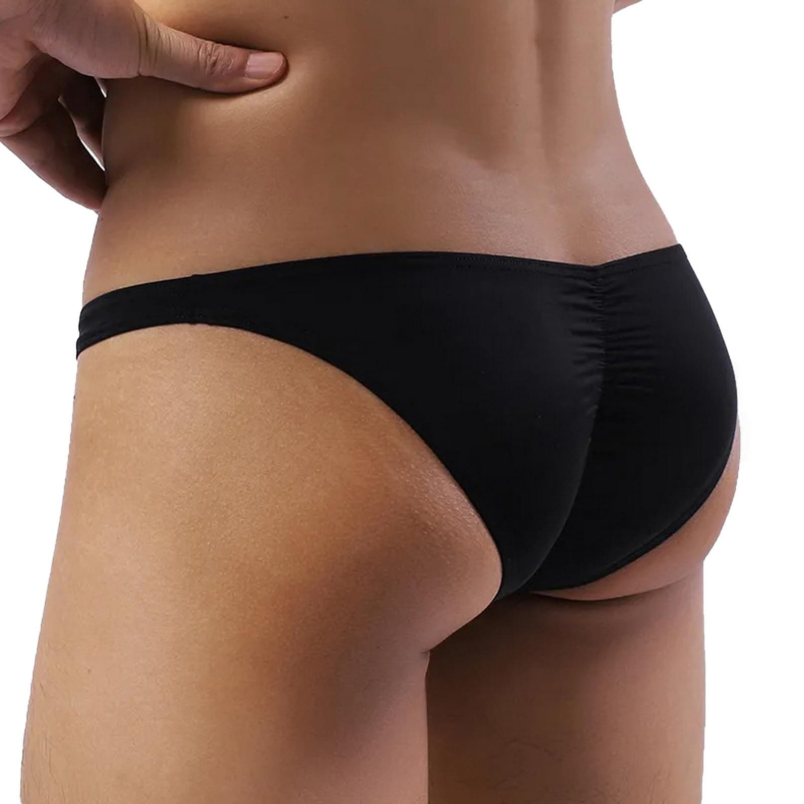 Men's Sexy Underwear Low Waist Ice Silk Briefs Skinny Breathable Bikini Underpants