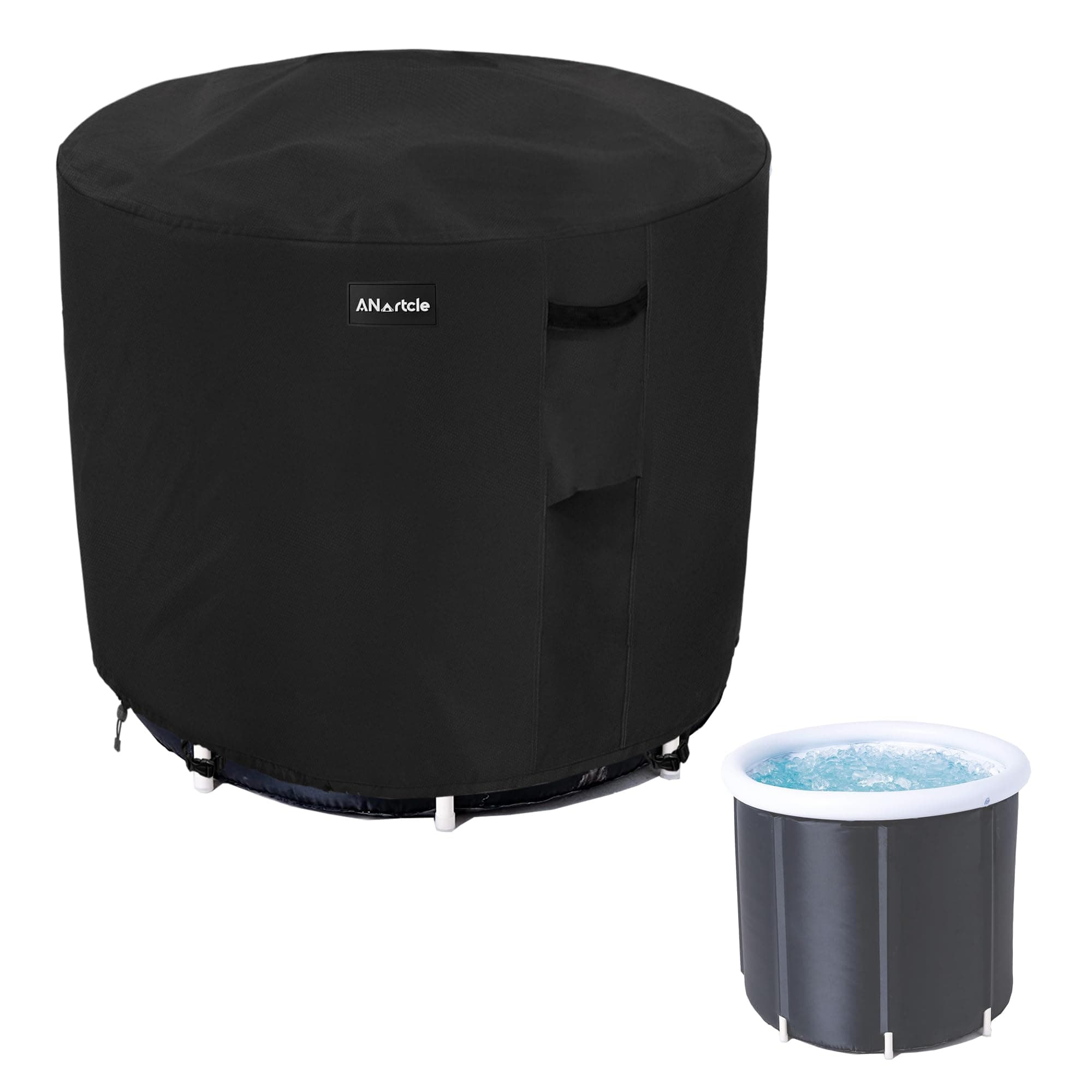 Outdoor Portable Ice Bath Tub Cover, Waterproof 600D Heavy Duty, Foldable, Cold Plunge Tub Cover