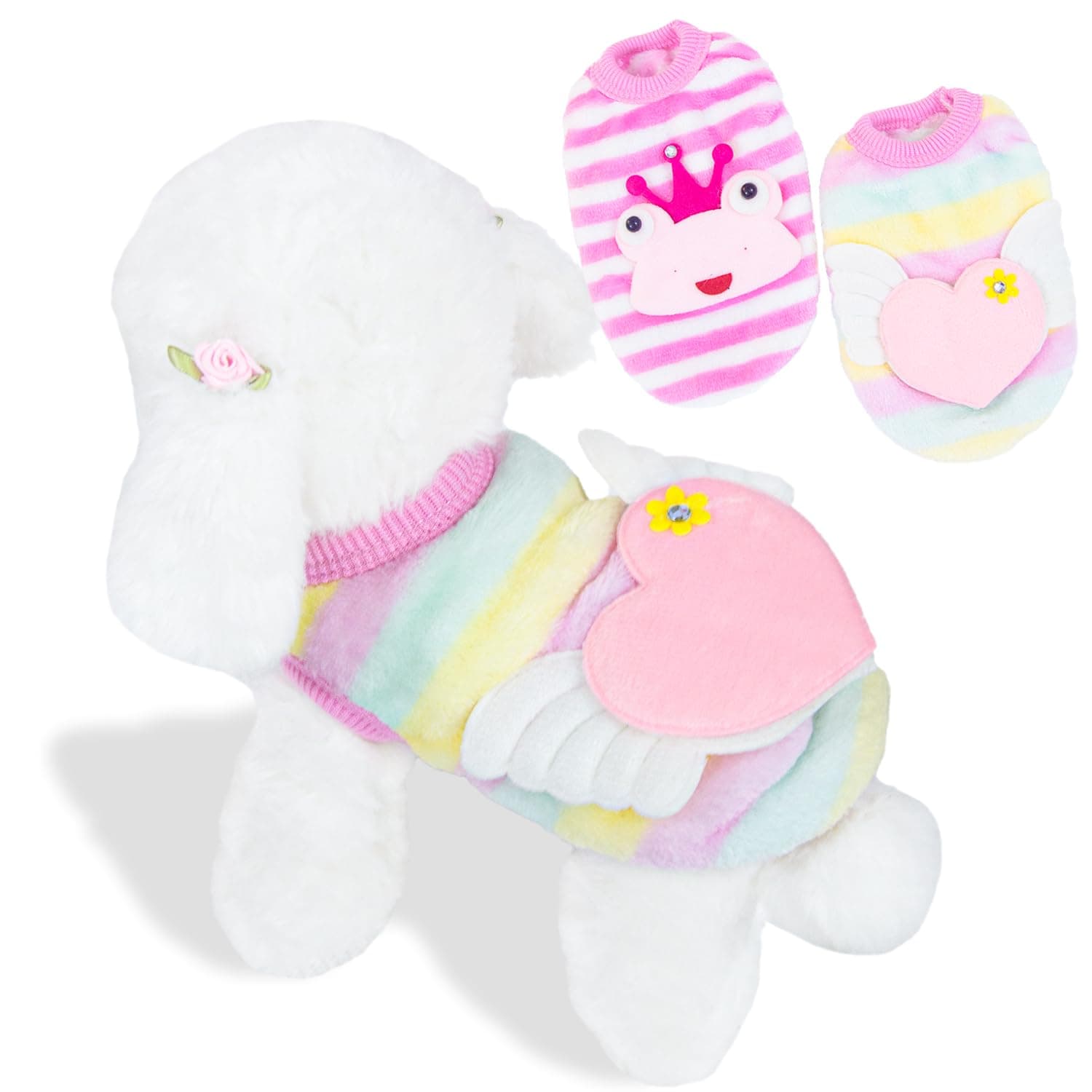 2 Pack Dog Sweaters for Small Dogs Girl Winter Fleece Cute Warm Puppy Sweaters Extra Small Dogs Clothes Chihuahua Teacup Dog Cat Clothes Pet Outfit Pink (XXX-Small)