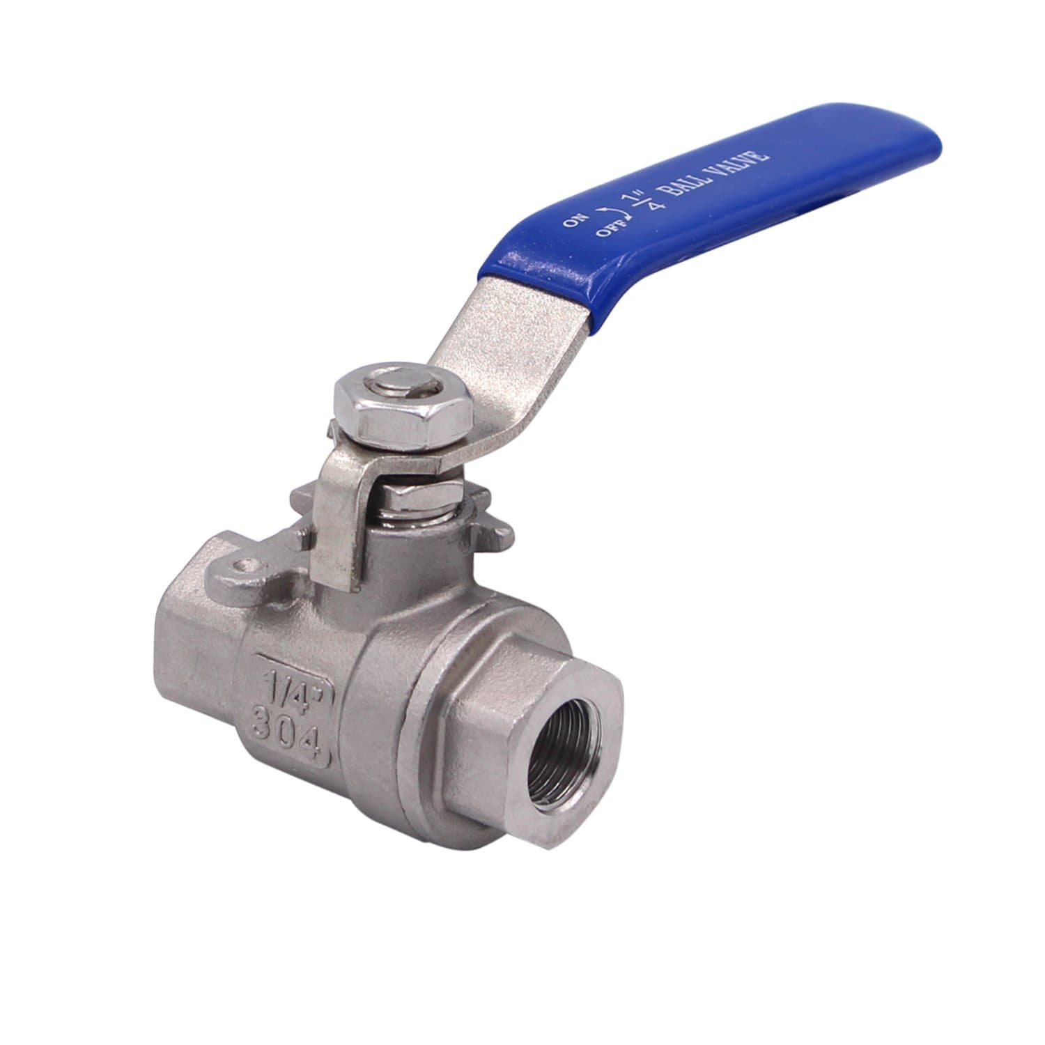 DERNORD Full Port Ball Valve Stainless Steel 304 Heavy Duty for Water, Oil, and Gas with Blue Locking Handles (1/4" NPT)