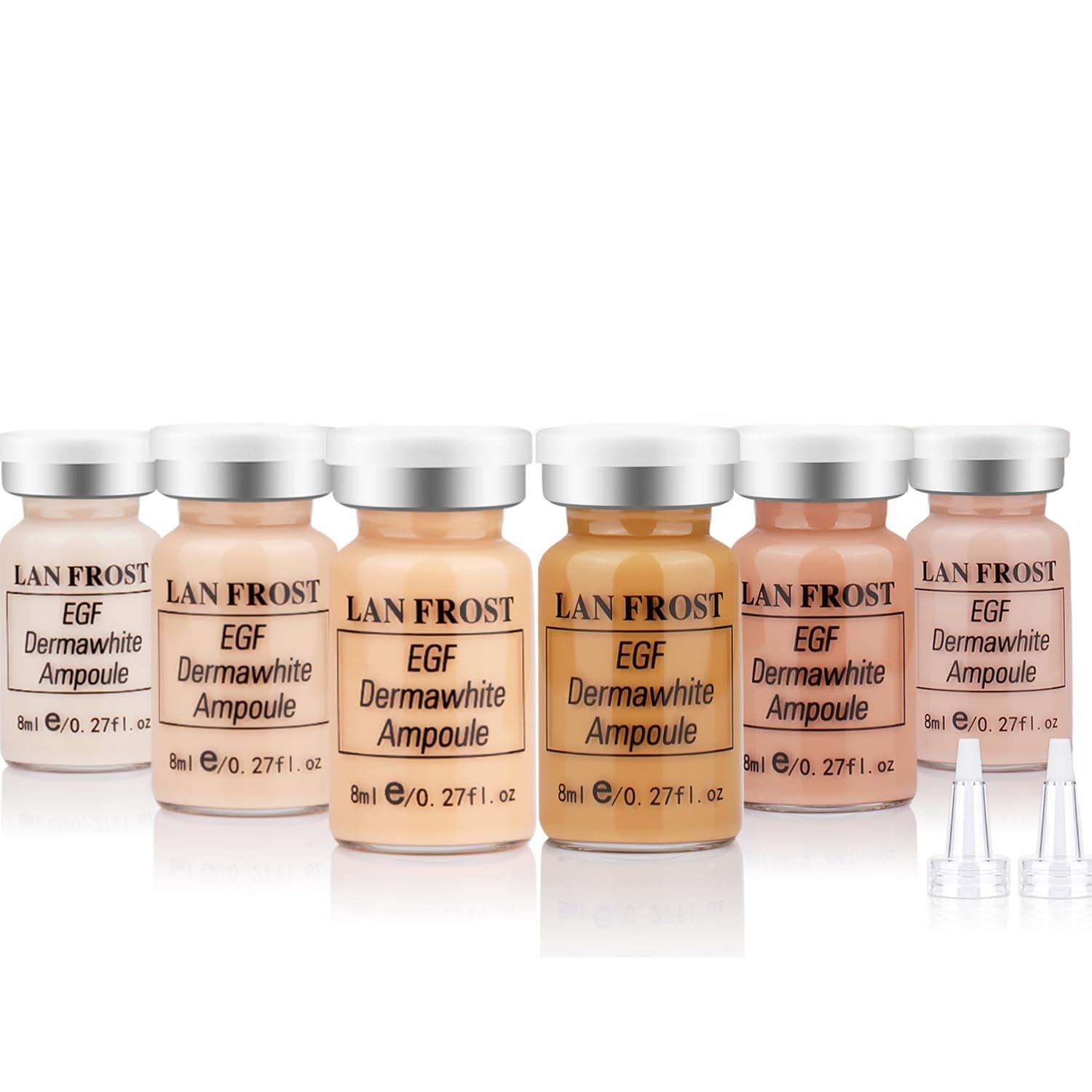 BB Facial Glow Serum Starter Kit Hyaluronic Acid Essence Foundation Skin Care Kit 0.27oz 6 Vials, Combined With Niacinamide and Peptides To Brighten Skin Tone Anti-Aging Foundation 6-Color(Multicolo)