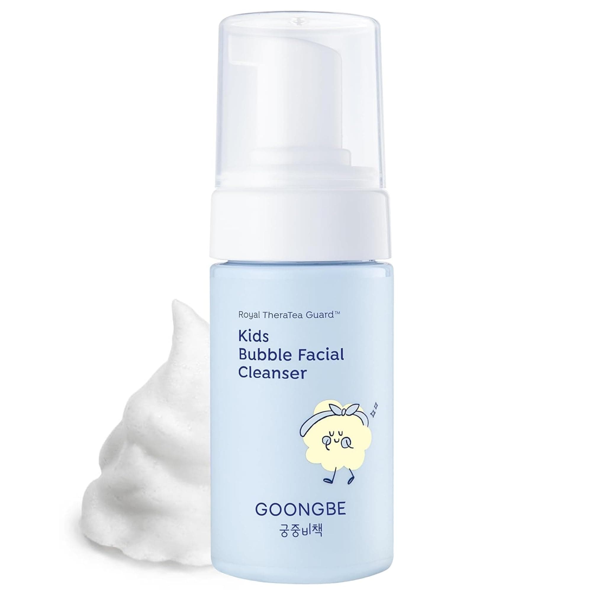 GOONGBE Kids' Bubble Facial Cleanser - Korean Kids Low pH Bubble Foam Face Wash - Gentle Cleansing & Hydrating with Panthenol and Amino Acids - Allergen Free Scent, 3.38 fl.oz.