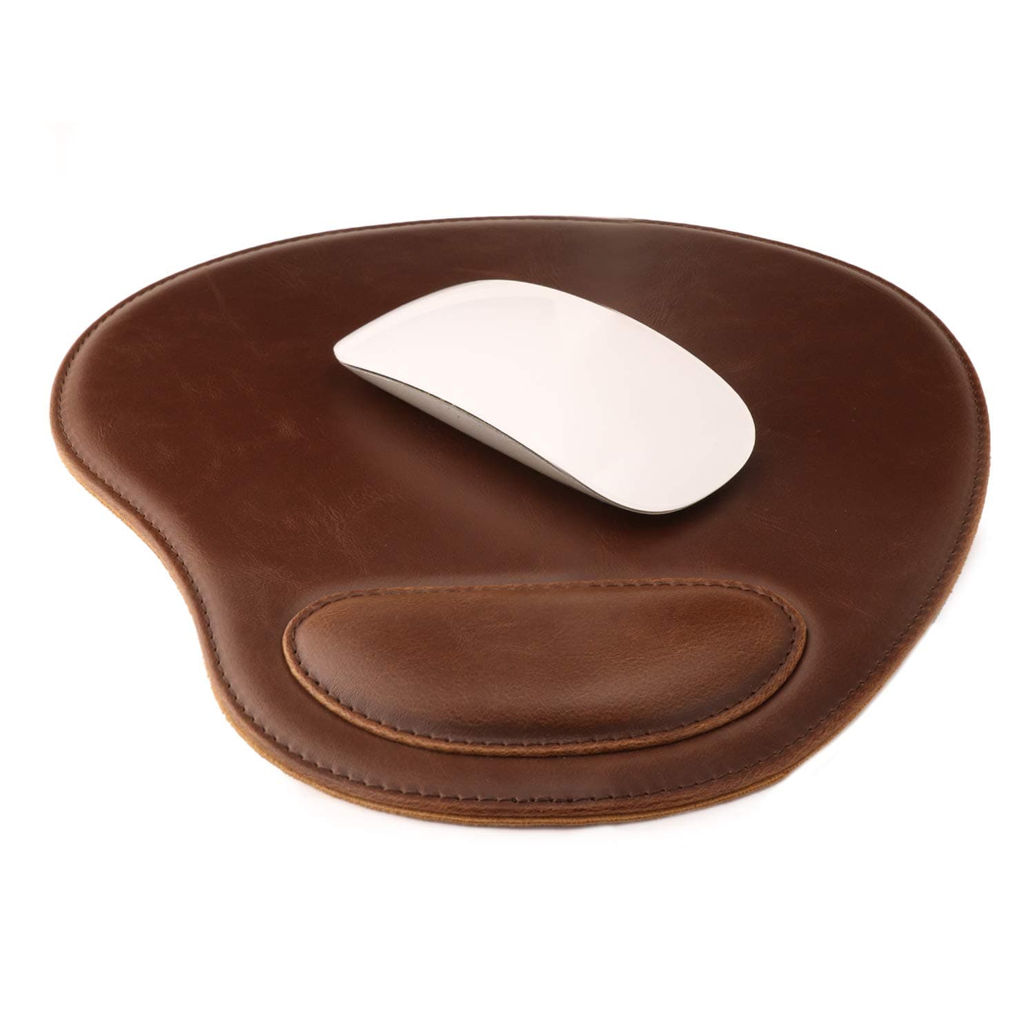 Leather Oval Mousepad with Wrist Rest, Medium