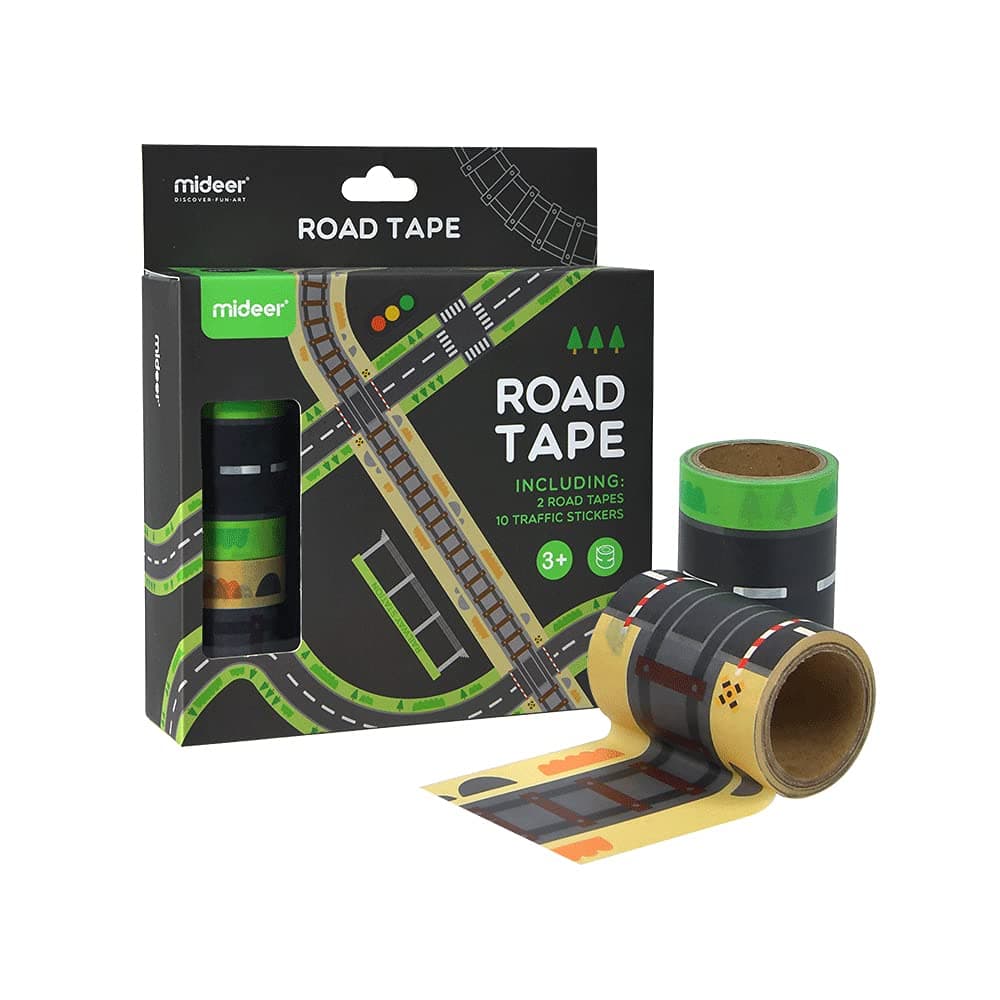 Mideer Road Tape - Road Car Tape Great for Kids, Sticker Roll for Cars Track and Train Sets, Stick to Floors and Walls, Quick Cleanup, Children Toys (City)