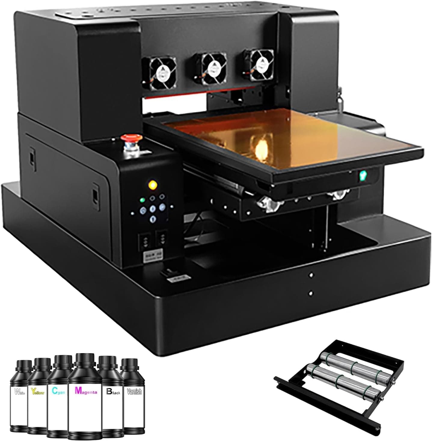 A3 XP600 UV Printer, High Precision 5760 * 1440dpi UV Flatbed Printer with Bottle Holder, UV DTF Printers Machine for Acrylic Metal Leather Bottles Phone Cases (A3)
