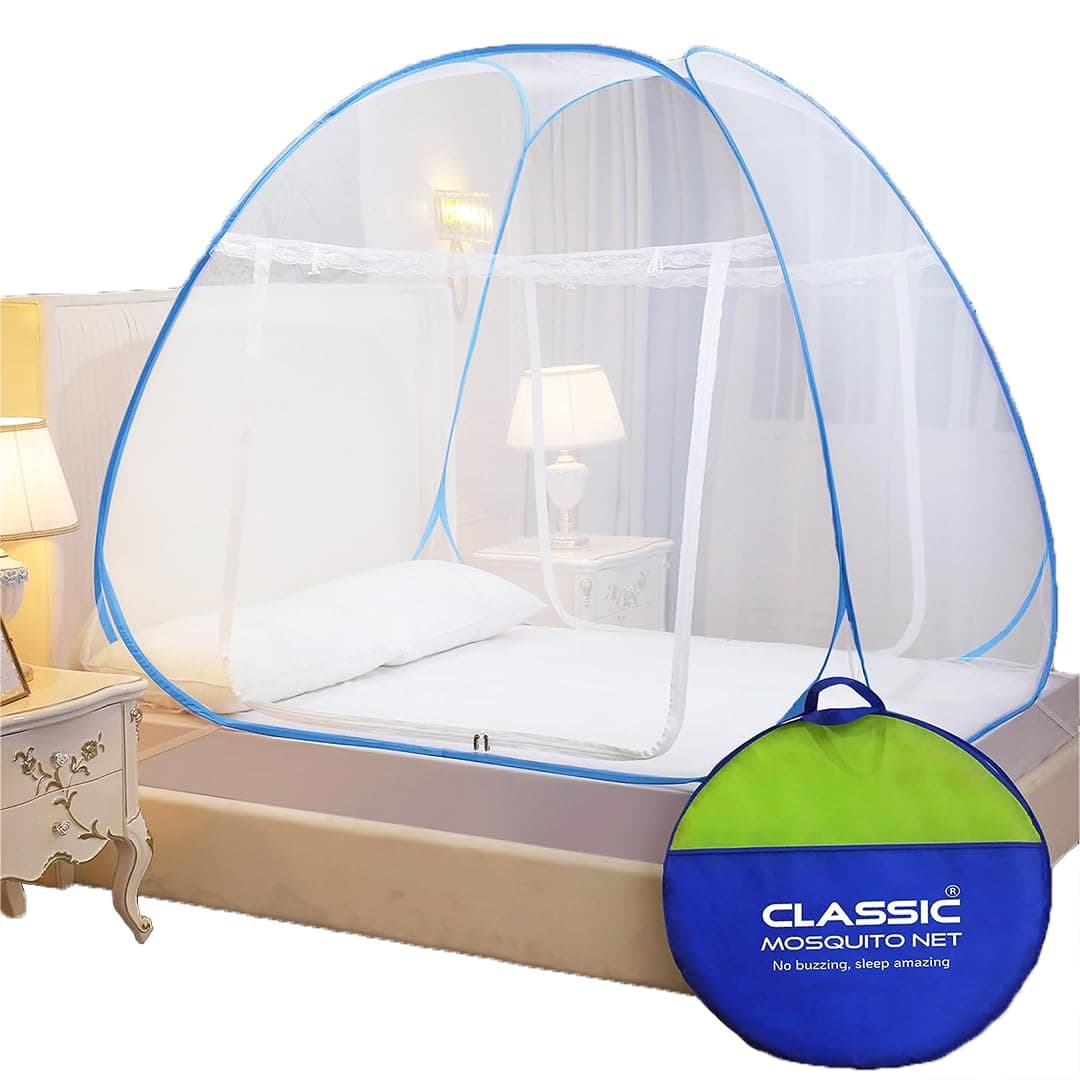 Classic Foldable Mosquito Net (Blue) (Size-Double Bed)