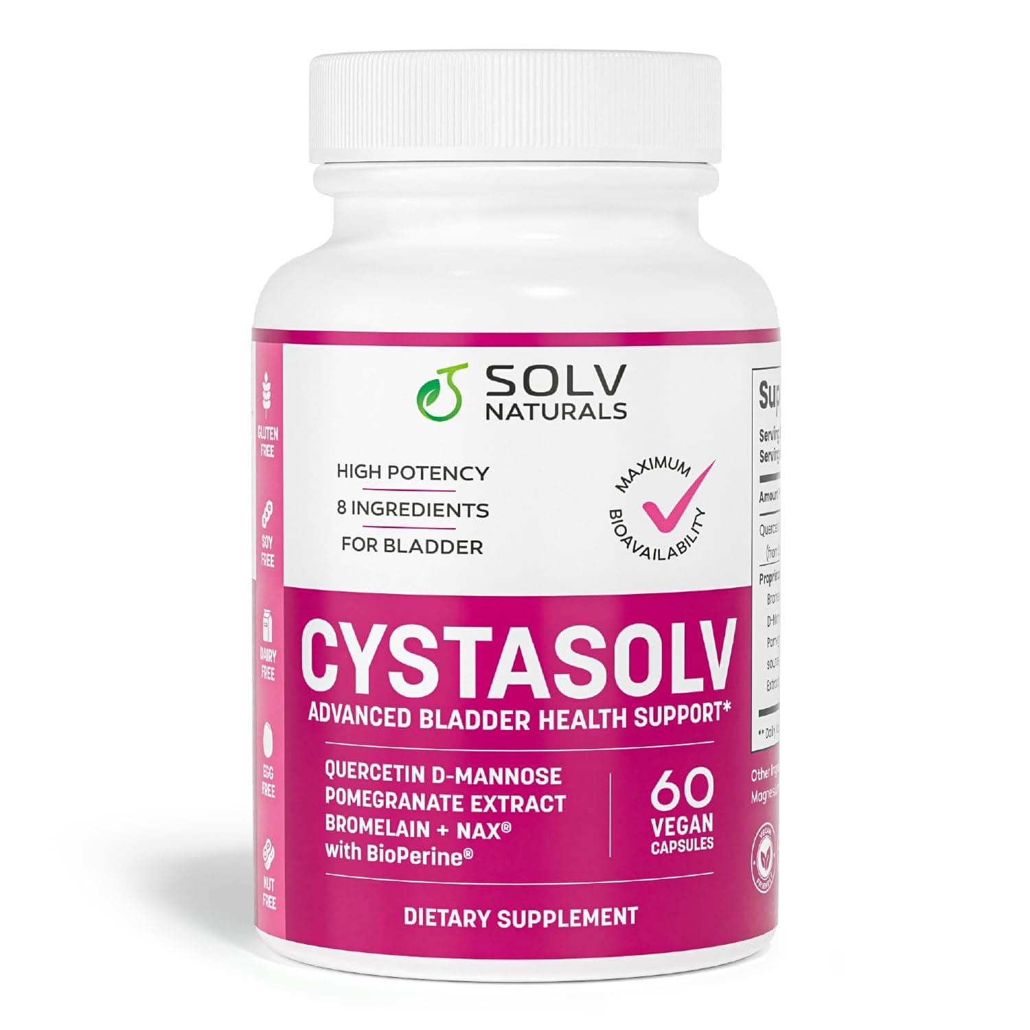 CYSTASOLV Bladder & Pelvic Discomfort Formula - Enjoy Less Urgency & Flares* with Daily IC/BPS UTI Support – Premium Bladder & Urinary Support for Women & Men - 60 Vegan Capsules