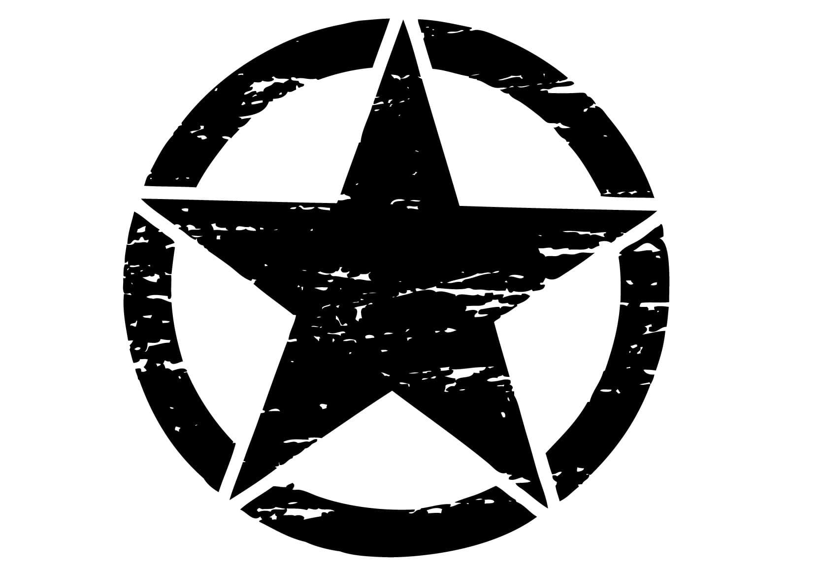 gs00096 13" Matt Black Distressed Army Military Star Hood Decal for Toyota Land Cruiser
