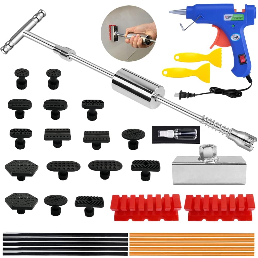 Manelord Dent Puller - Dent Remover with T bar Dent Puller and Upgraded Dent Puller Tabs for Car Dent Repair and Metal Surface Dent Removal