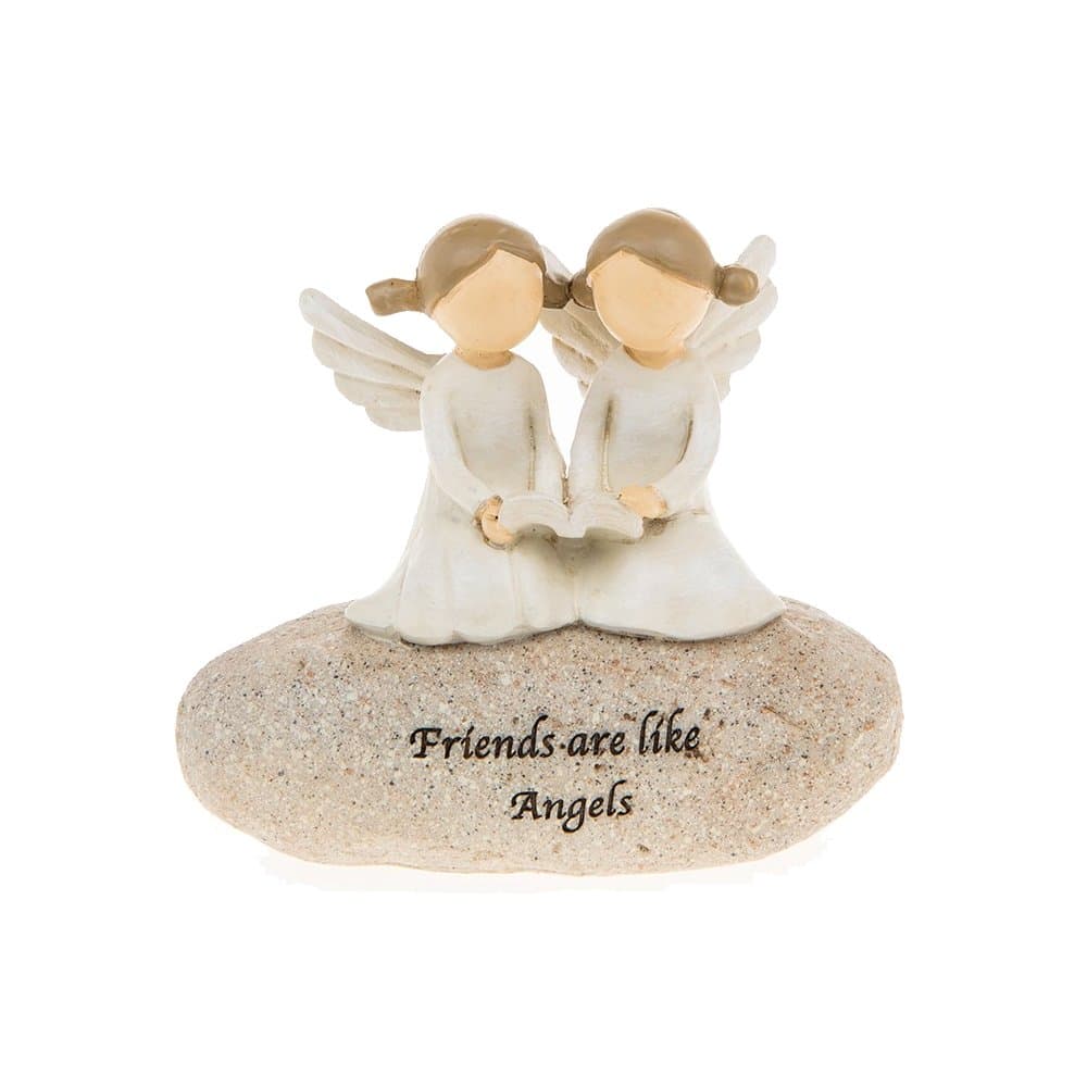 XGAGHB Friends are Like Angels Sentimental Pebble Gift - White with Grey Accents Stone Ornament