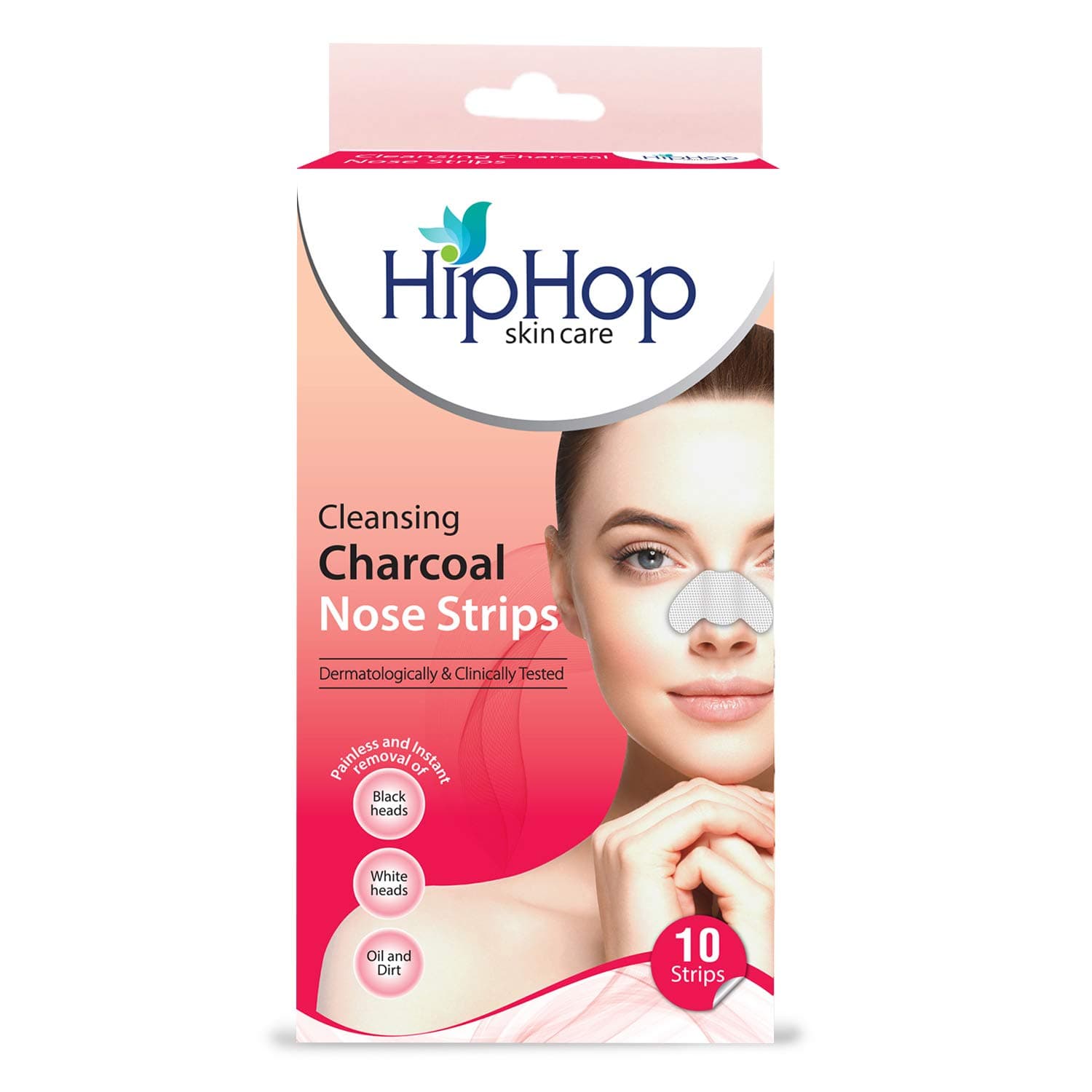 Hiphop Skin Care Cleansing Charcoal Nose Strips (10 Strips), Blackheads, Whiteheads Remover, Pore Cleanser, With Natural Extracts, For Women, All Skin Types