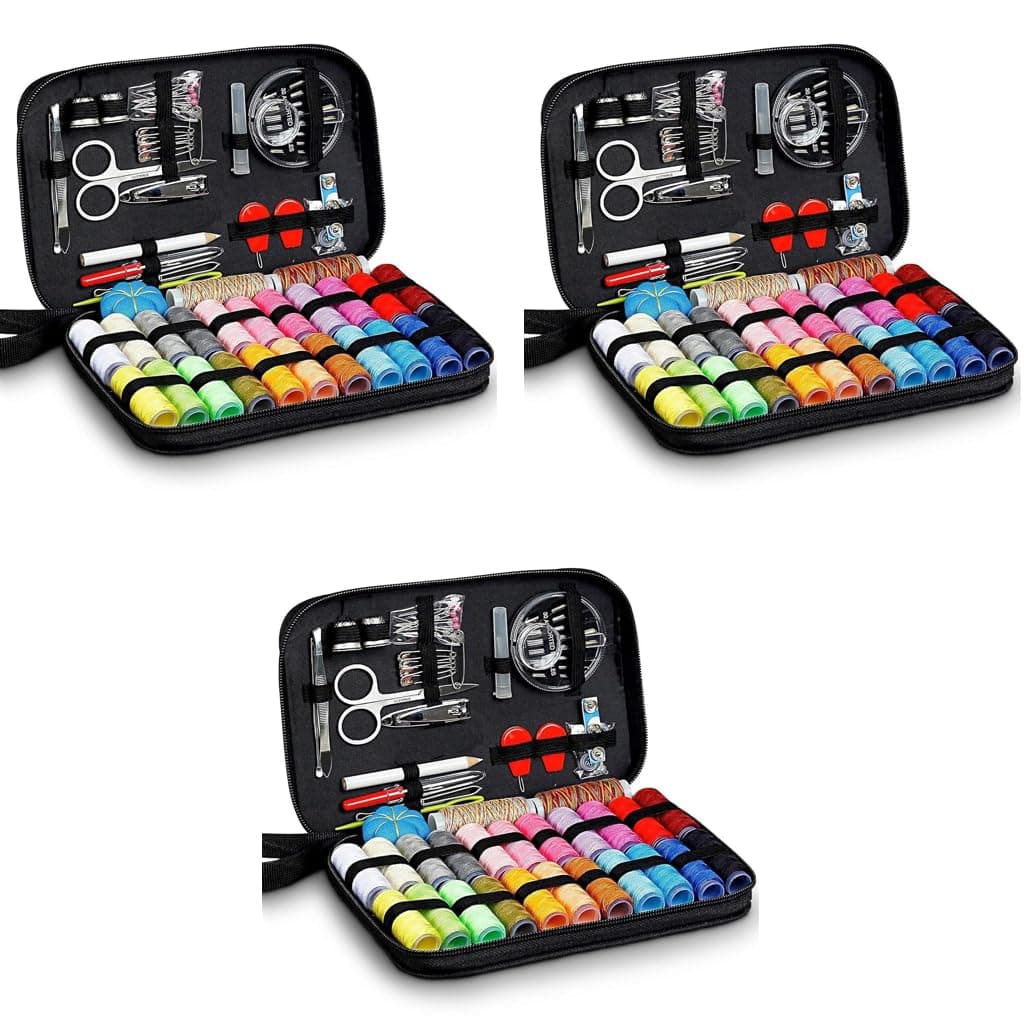 ELEPHANTBOAT® 98 PCS Sewing Kit, Portable Sewing kit Box Sewing Supplies Accessories with 24Pcs Thread Spools, Scissors, Thread Needles,Tape Measure for DIY, Adults,Beginners,Emergency,Travel,Home