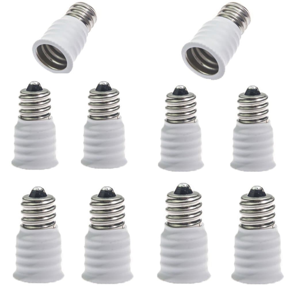 E12 to E14 Light Sockets Adapter, Light Bulb Socket, Bulb Base Adapter, E12 Male to E14 Female Converts LED Light Holder Lamp Adapter Socket Changer (Pack of 10, White)