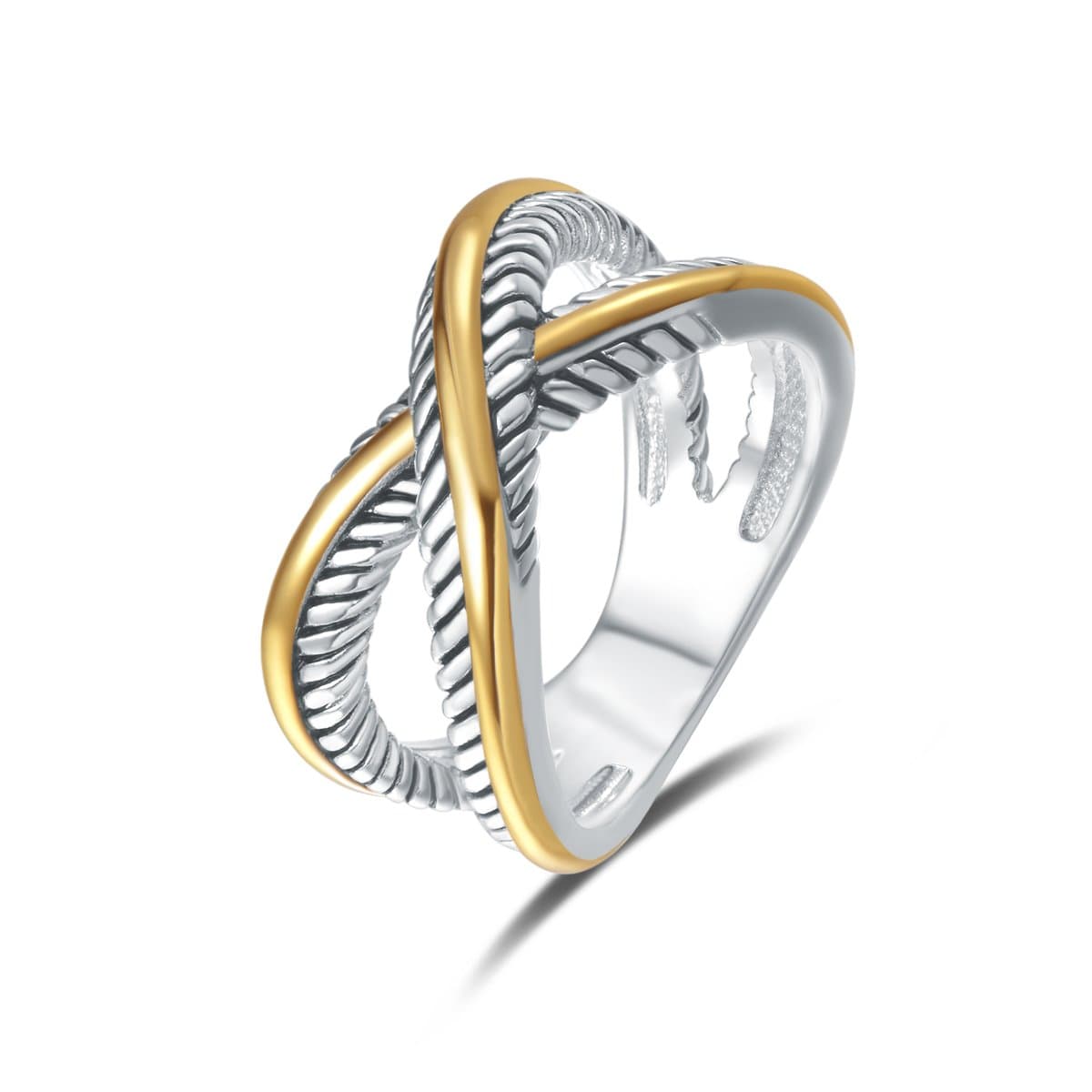 Twisted Cable Criss Cross Ring