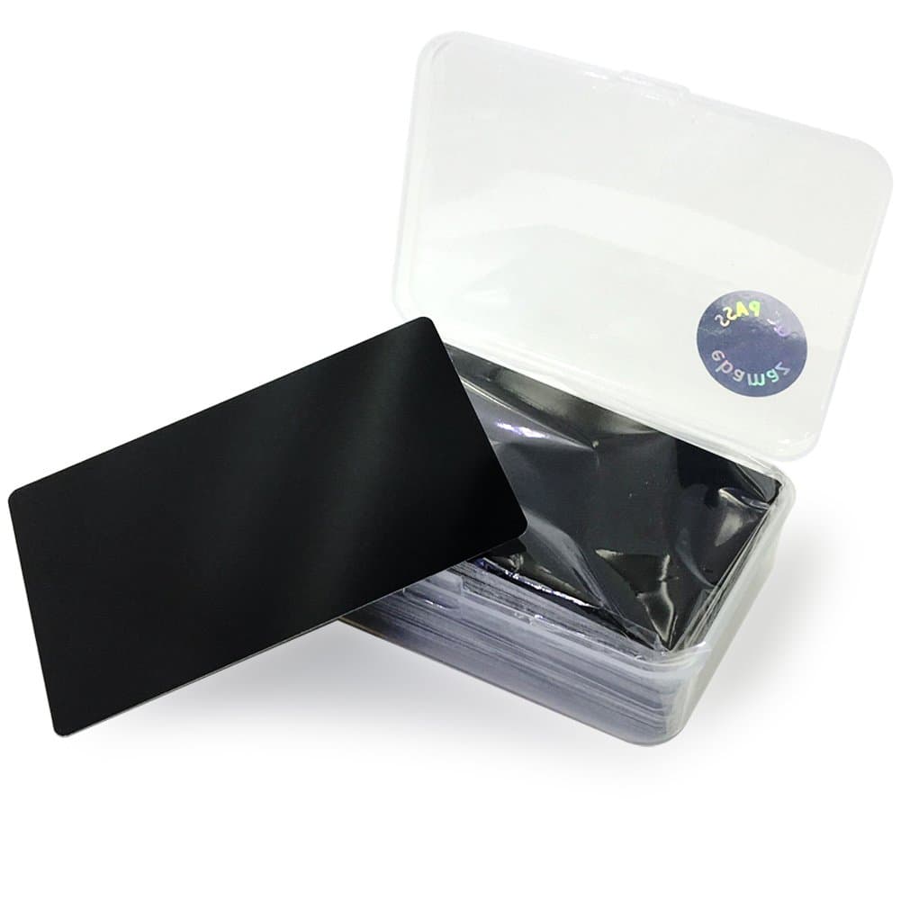 100PCS Aluminum Alloy Metal Card Plate 3.4 X2.13X0.008 inch for Laser Engrave (Black, Blank,Thin)