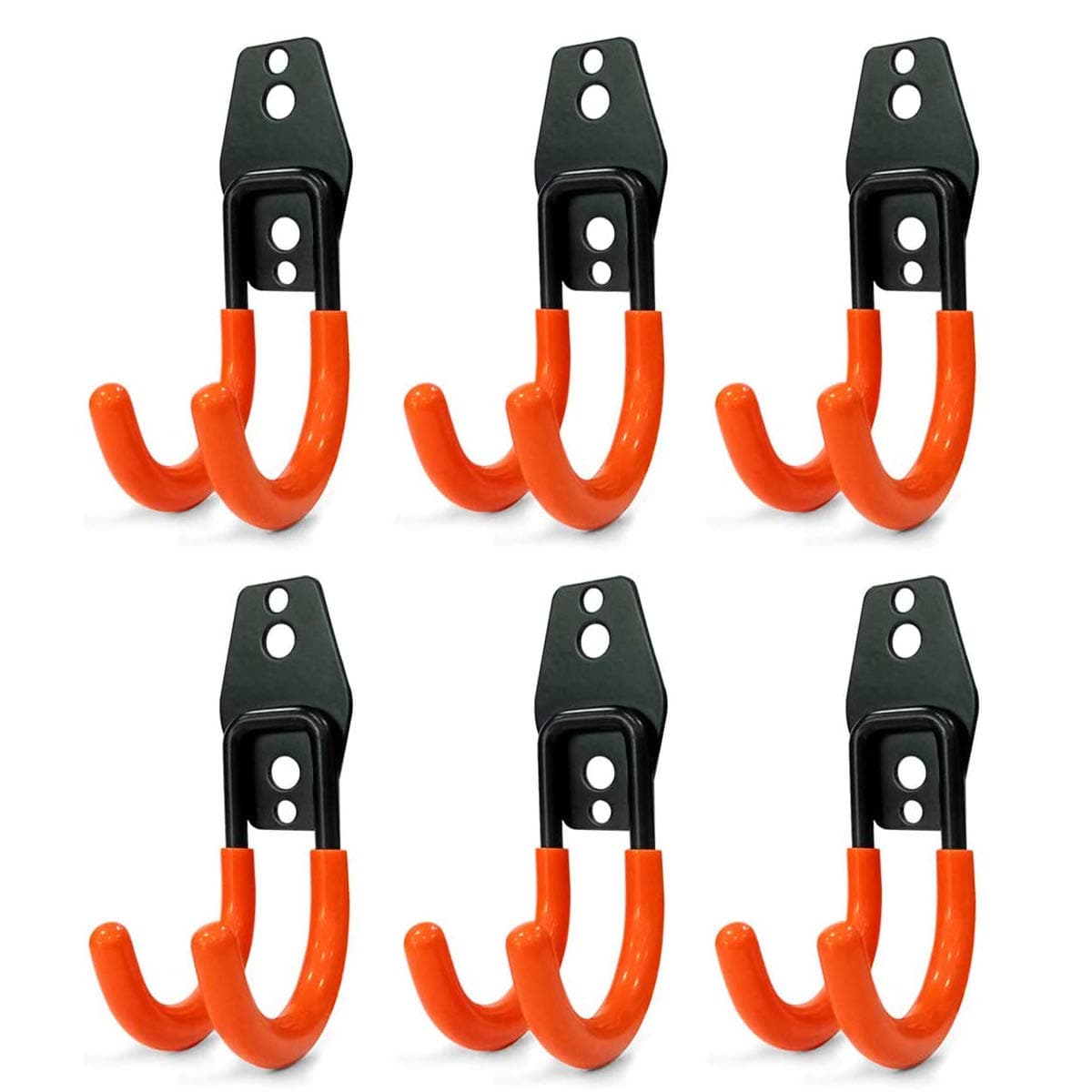 Garage Garden Tool Organizer, Heavy Duty Garage Storage Hooks, Hanging Utility Wall Mount Hooks, Tool Storage Organizer for ladders Chairs Shovels and Other Tools, 6-Pack (Type-2)