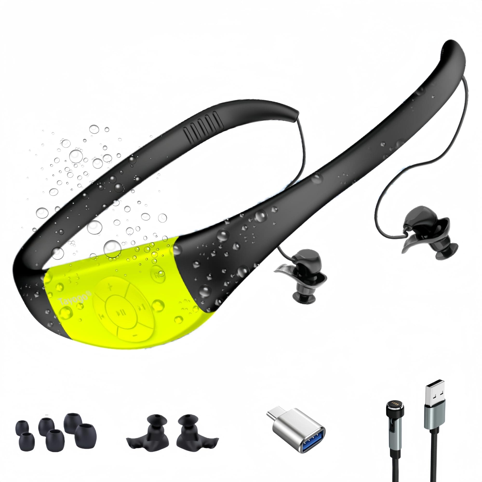 Tayogo Waterproof MP3 Player, 8GB Swimming Headset, IPX8 Rating, 20-Hour Playtime