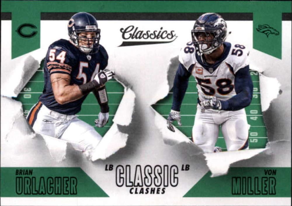 2018 Classics Football Classic Clashes #2 Brian Urlacher/Von Miller Chicago Bears/Denver Broncos Panini NFL Card