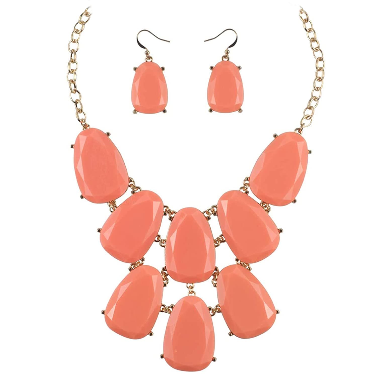 Chunky Bubble Statement Collar Necklace with Earrings for Women