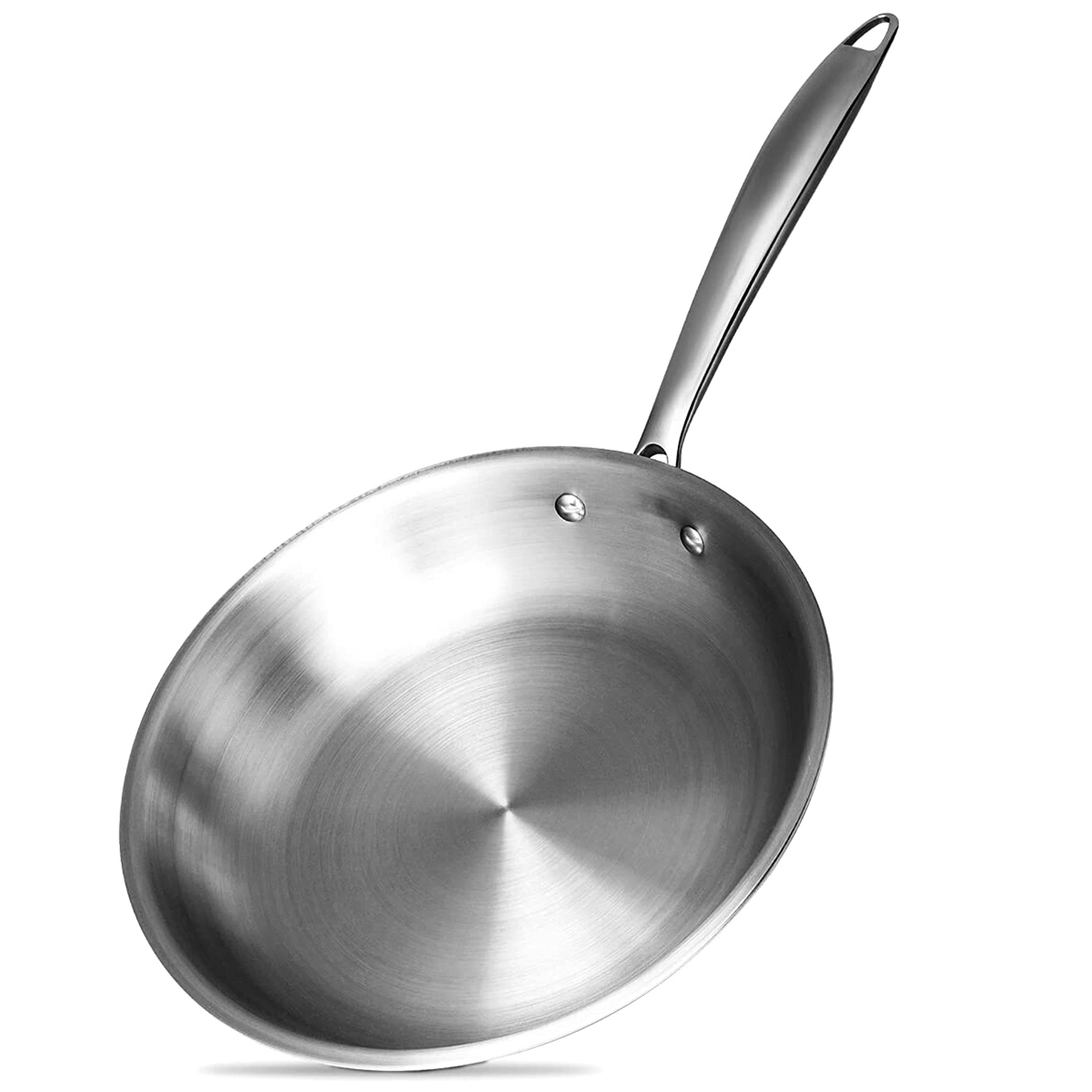 GEMMA Triply Premium Stainless Steel Fry Pan with Extra Strong Non-Stick Frying Pan Cookware | Saute Pan N Healthy Pan for Cooking | Induction, Oven, Gas N Stove Safe | Silver